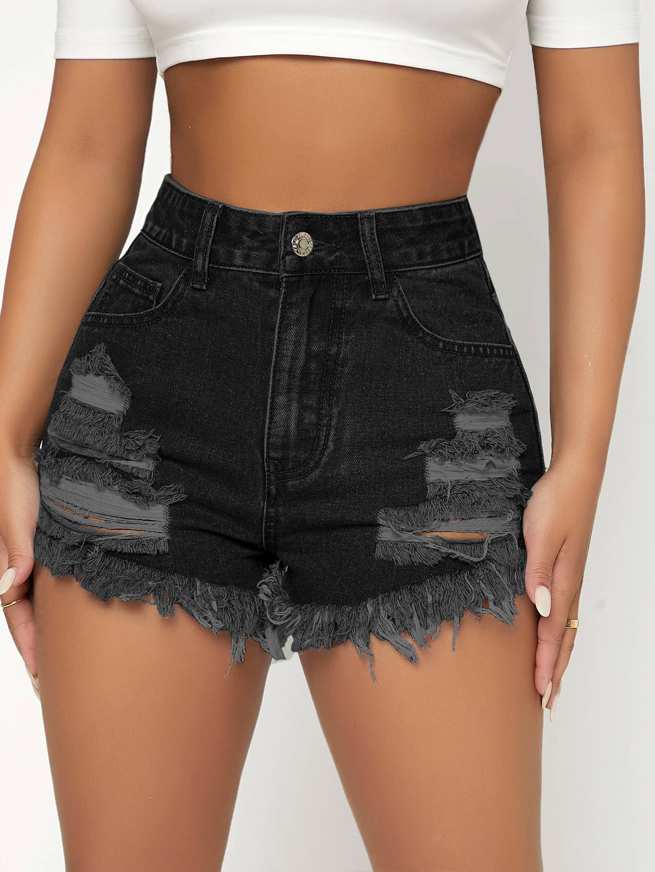     			Aahwan Denim Hot Pants - Black Single