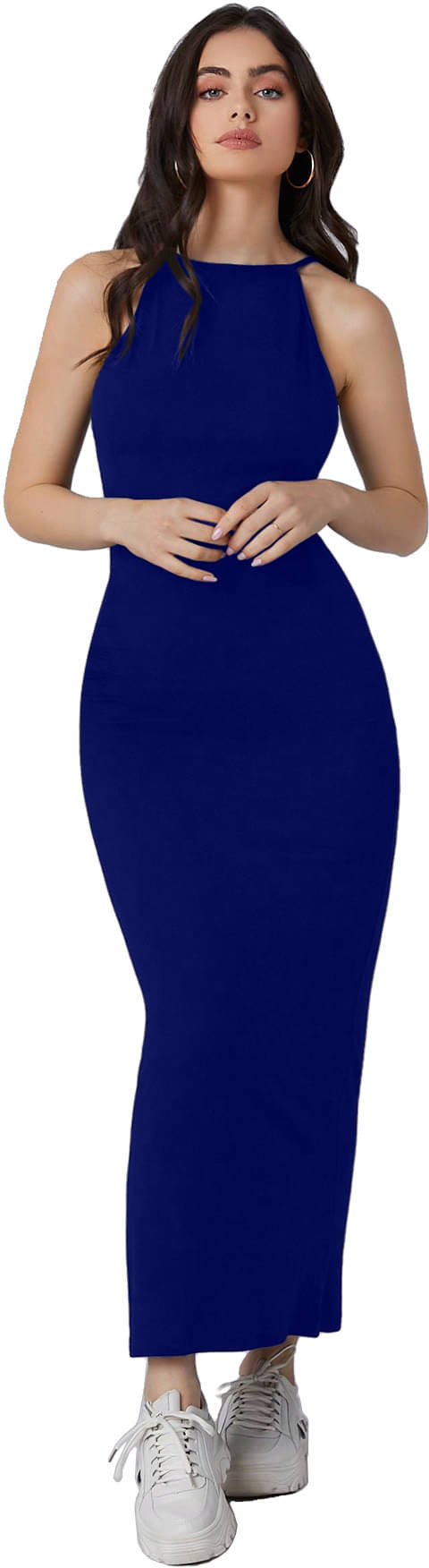     			Aahwan Women Lycra Solid Bodycon Dress ( Blue )