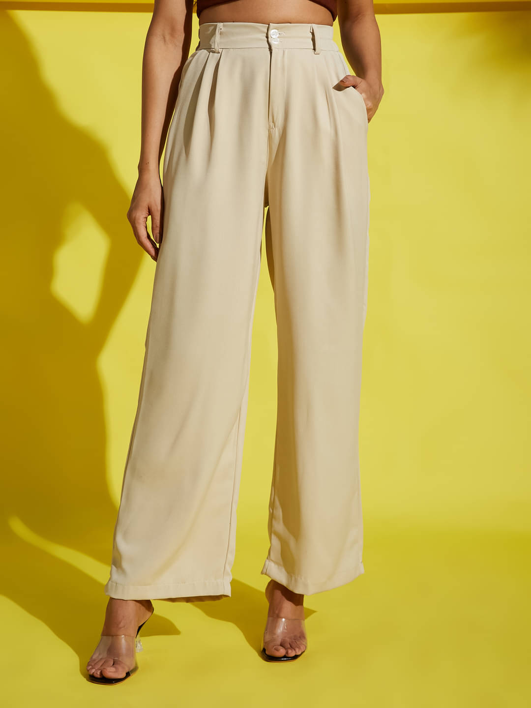     			Aahwan Pack of 1 Cotton Blend Relaxed Women's Casual Pants ( Cream )