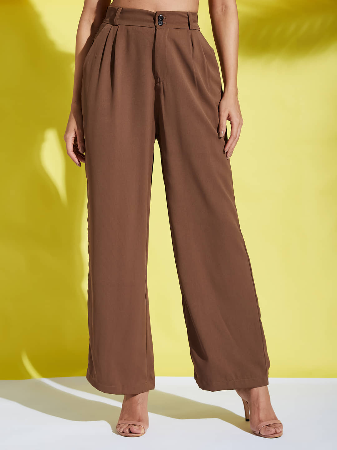 Aahwan Pack of 1 Cotton Blend Relaxed Women's Casual Pants ( Brown ) - Trousers | Buy online on ZillyBuy