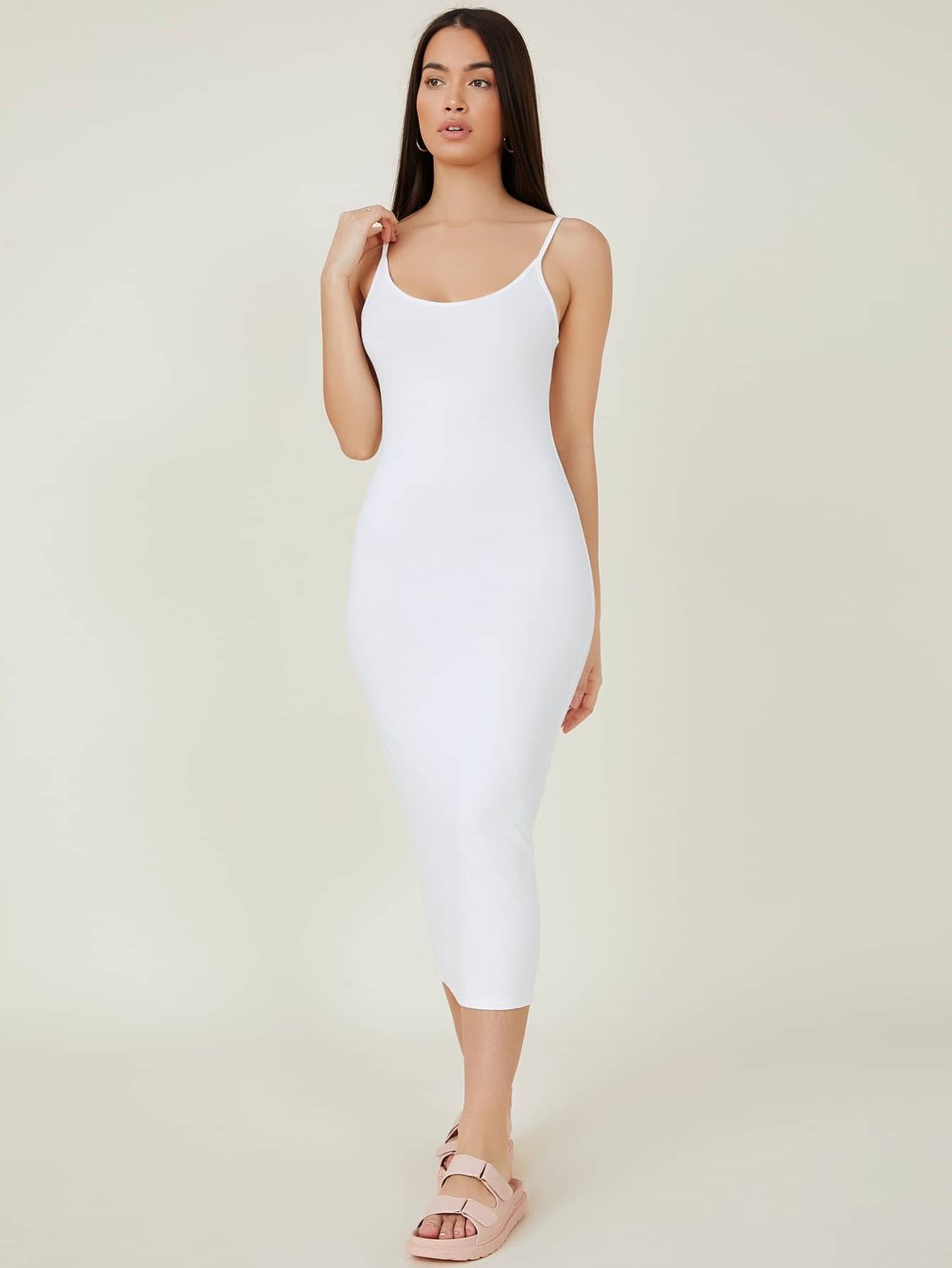Aahwan Women Polyester Solid Bodycon Dress ( White ) Aahwan Women Polyester Solid Bodycon Dress ( White )