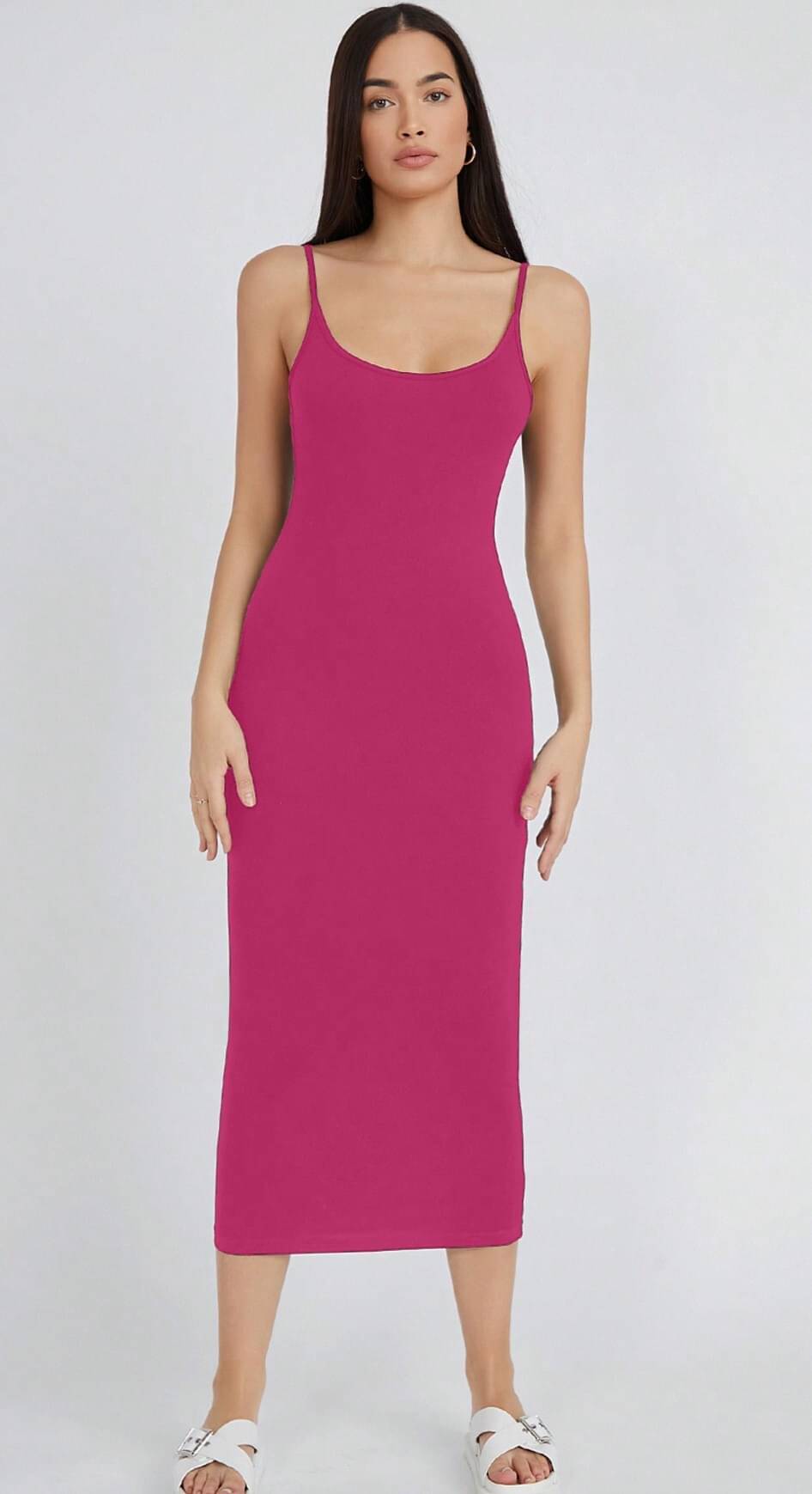     			Aahwan Women Polyester Solid Bodycon Dress ( Pink )
