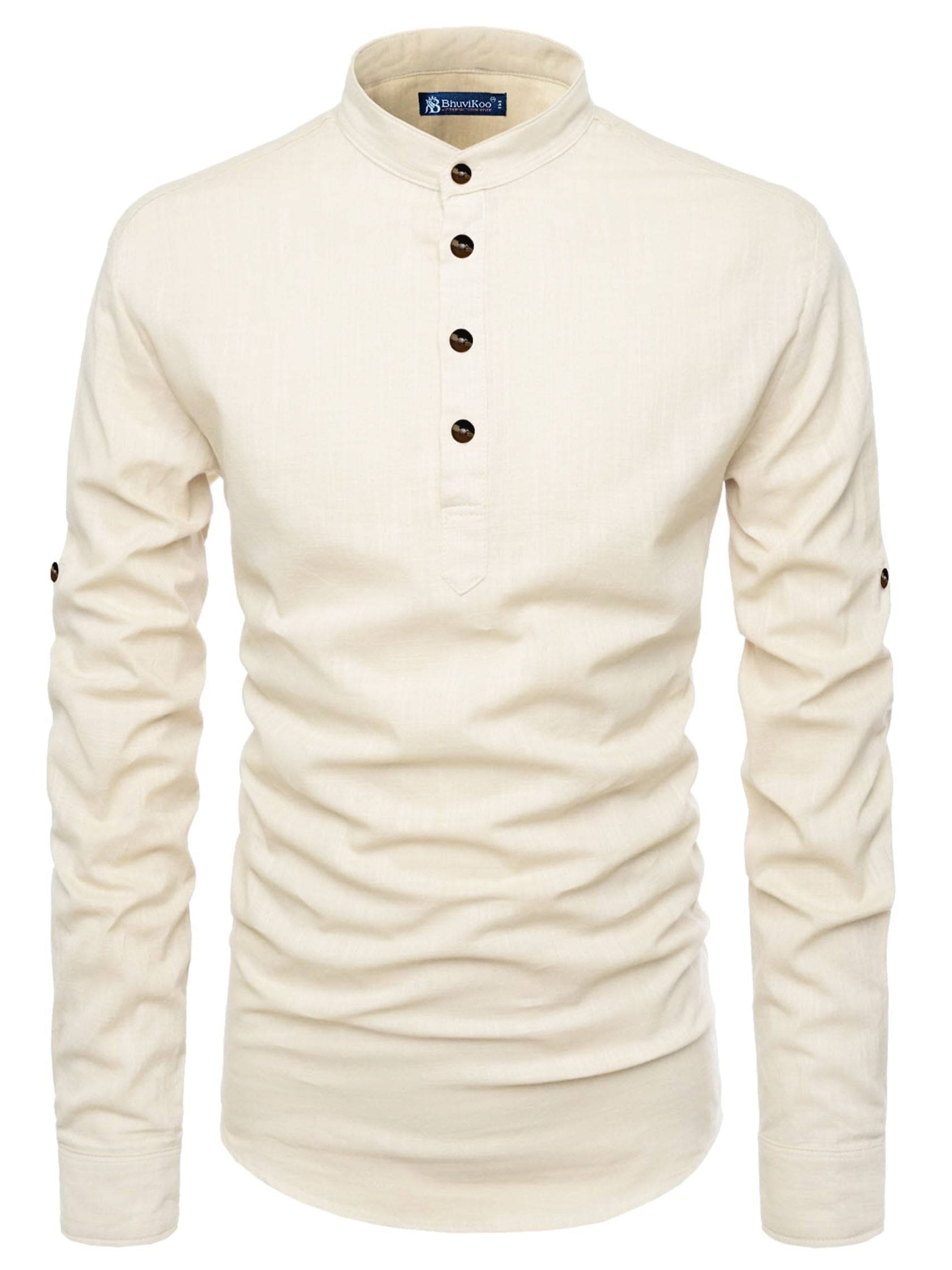 BHUVIKOO Beige Cotton Men's Regular Kurta ( Pack of 1 ) BHUVIKOO Beige Cotton Men's Regular Kurta ( Pack of 1 )