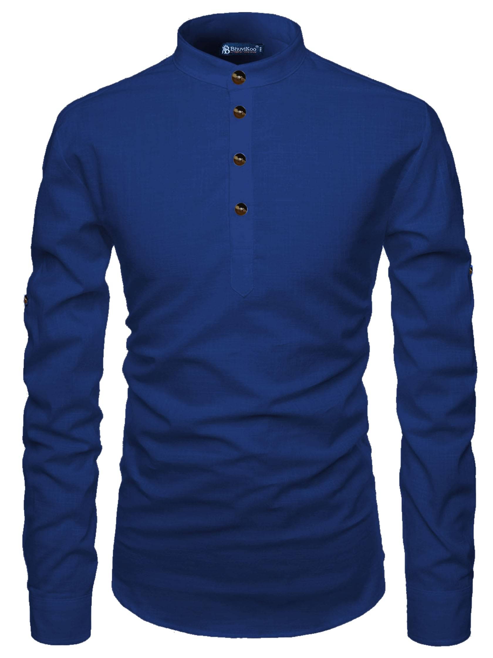     			BHUVIKOO Blue Cotton Men's Regular Kurta ( Pack of 1 )