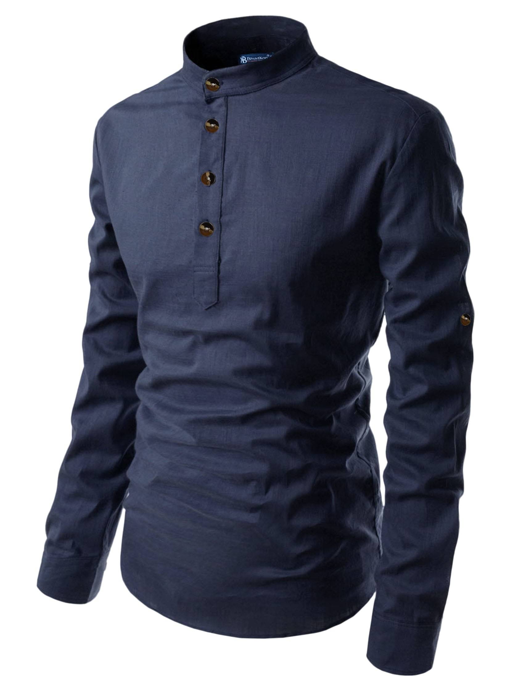 BHUVIKOO Navy Blue Cotton Men's Regular Kurta ( Pack of 1 )     			BHUVIKOO Navy Blue Cotton Men's Regular Kurta ( Pack of 1 )