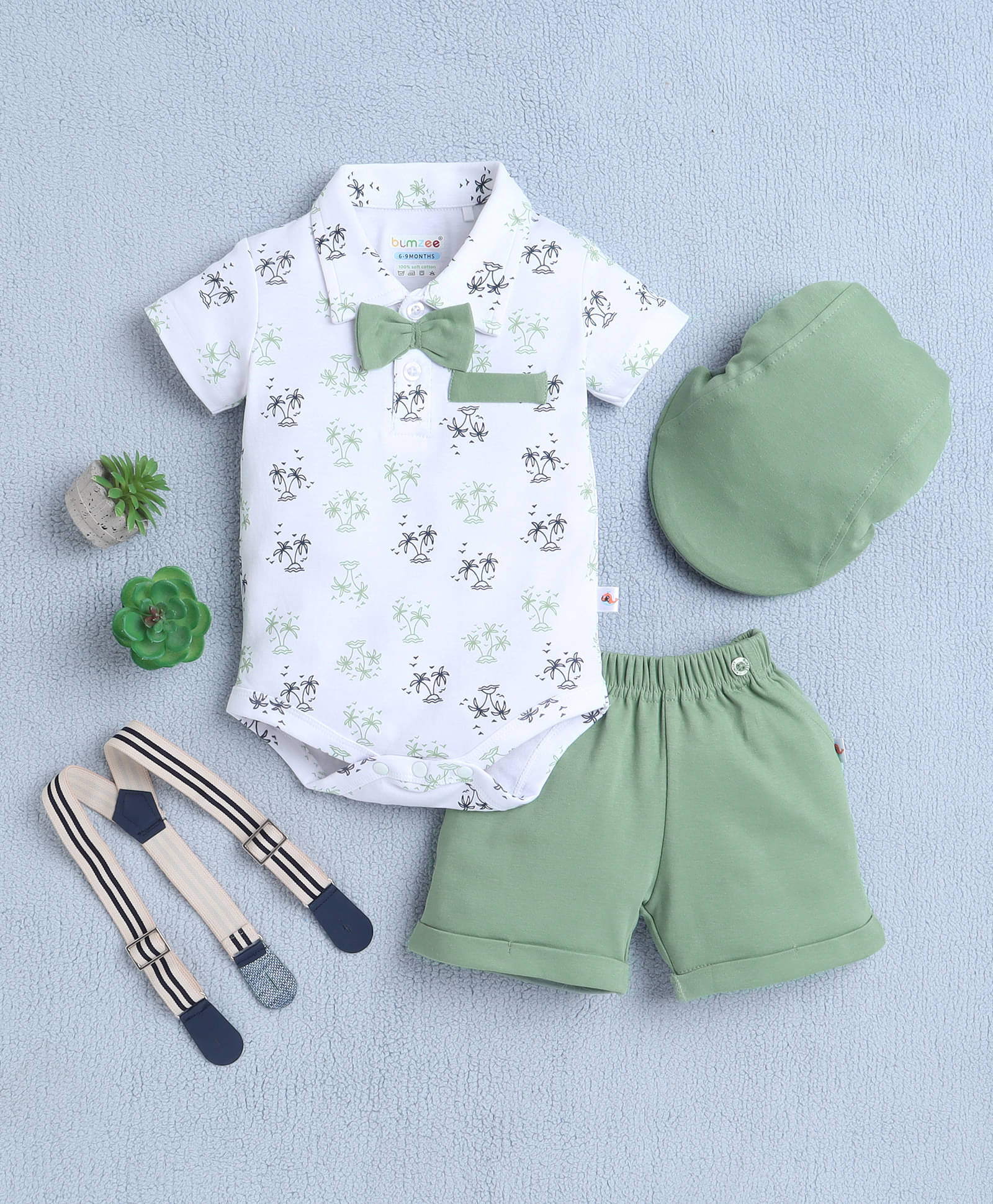     			BUMZEE Pack of 1 Baby Boys Cotton Top & Shorts ( White )