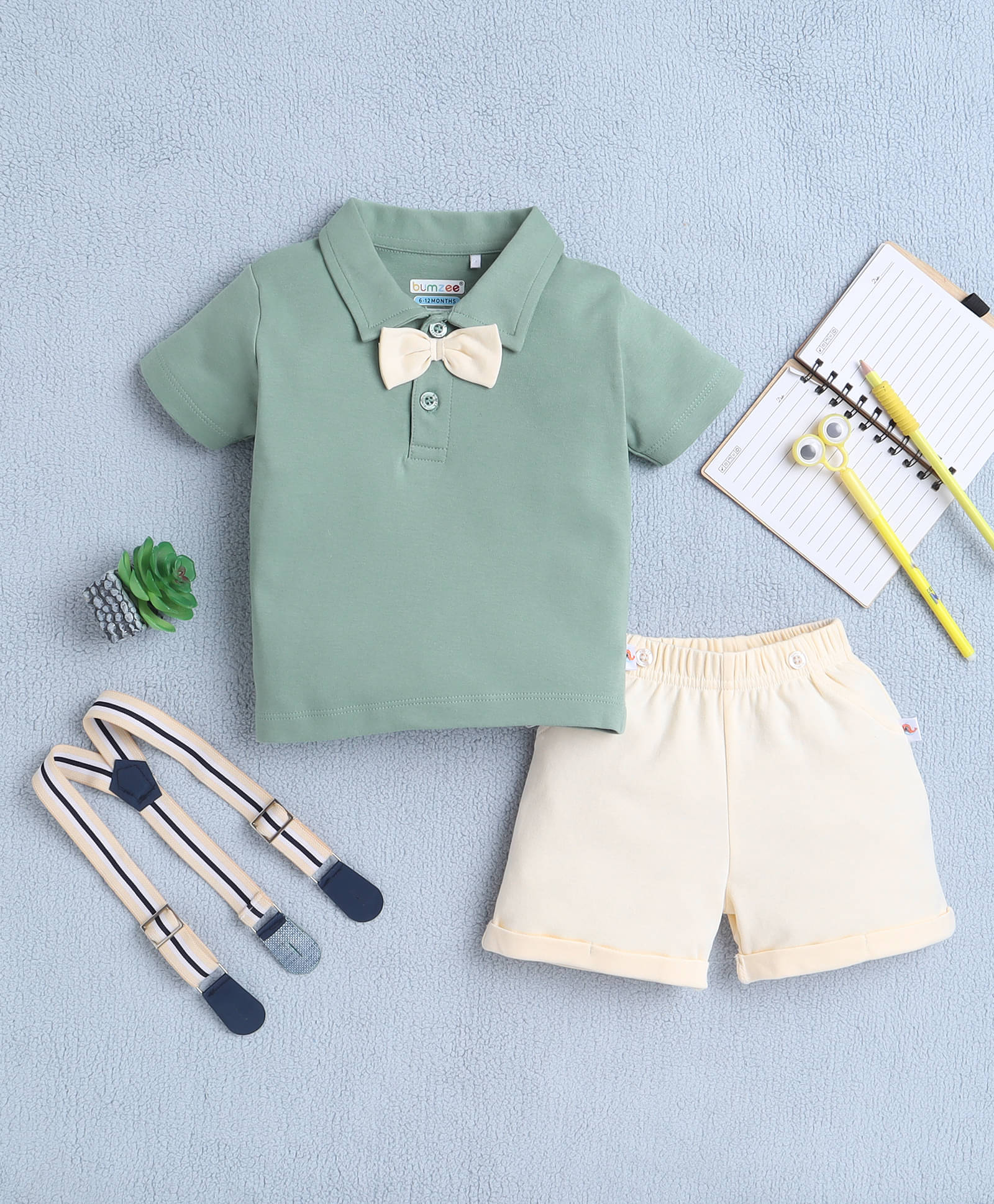 BUMZEE Pack of 1 Boys Cotton T-Shirt & Shorts Set ( Green )     			BUMZEE Pack of 1 Boys Cotton T-Shirt & Shorts Set ( Green )