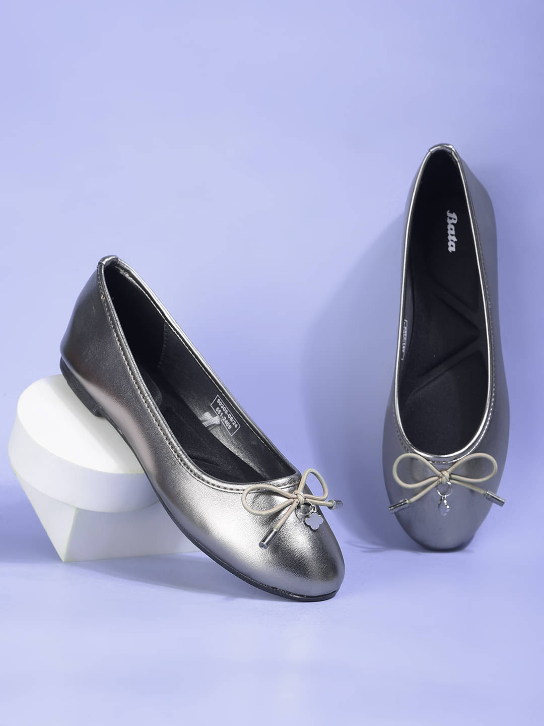     			Bata Dark Grey Women's Casual Ballerinas