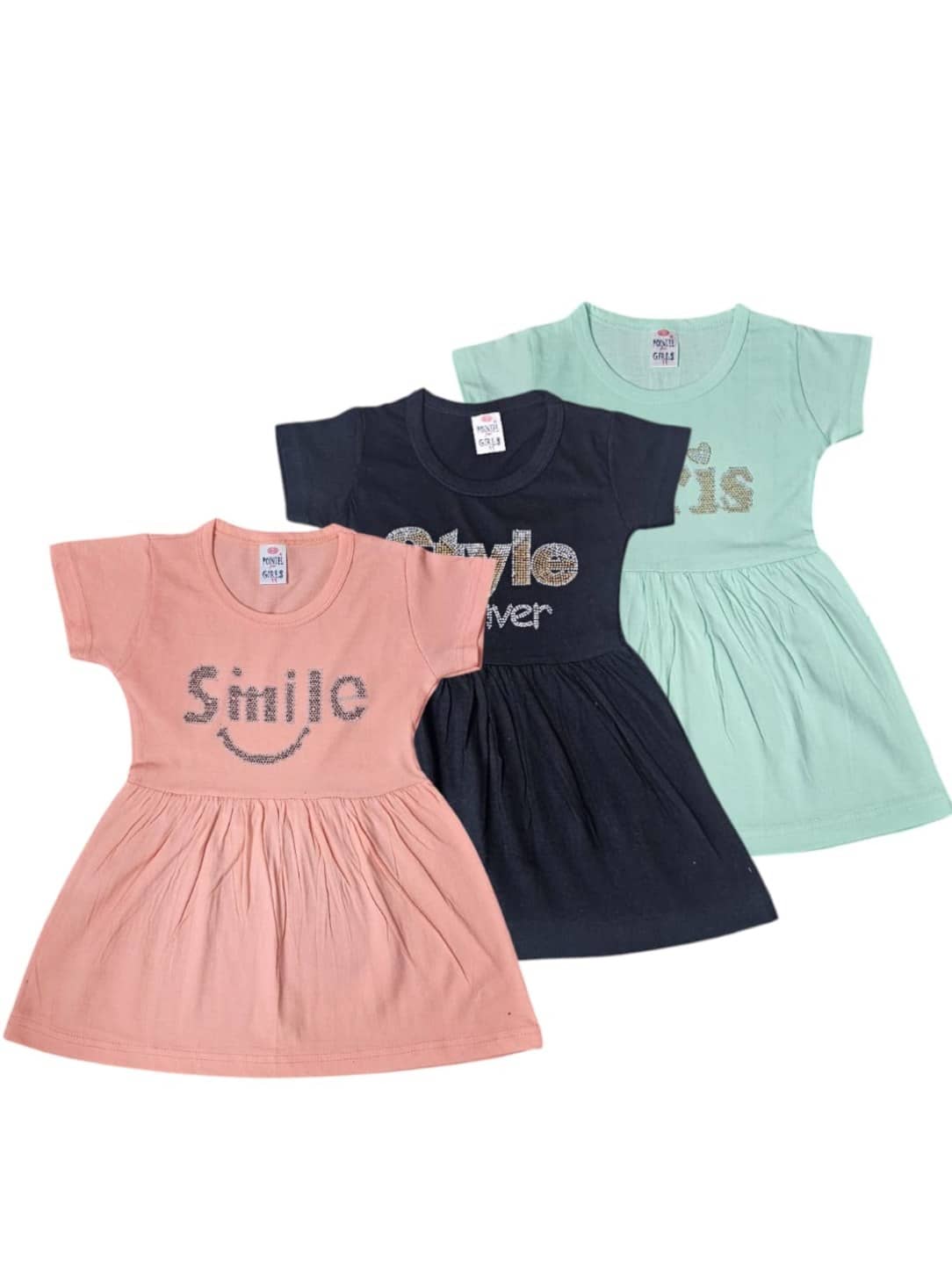 COOLTEES4U Cotton Dress For Girls ( Pack of 3 , Multicolor )