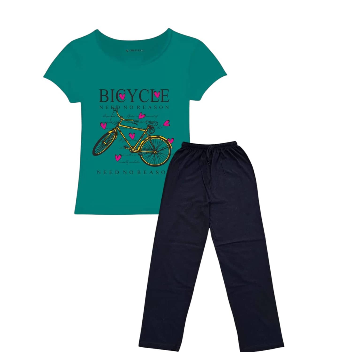 COOLTEES4U Pack of 2 Girls 100% Cotton T-shirt & Pants ( Green )