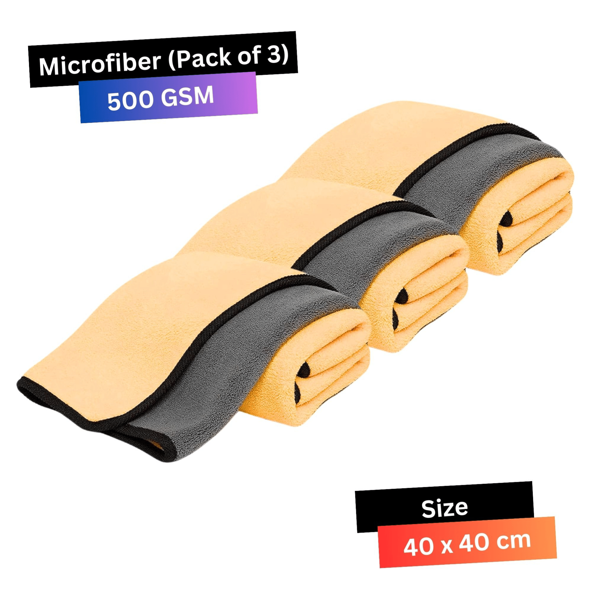     			Chic Wool Orange 500 GSM Microfiber Cloth For Automobile ( Pack of 3 )