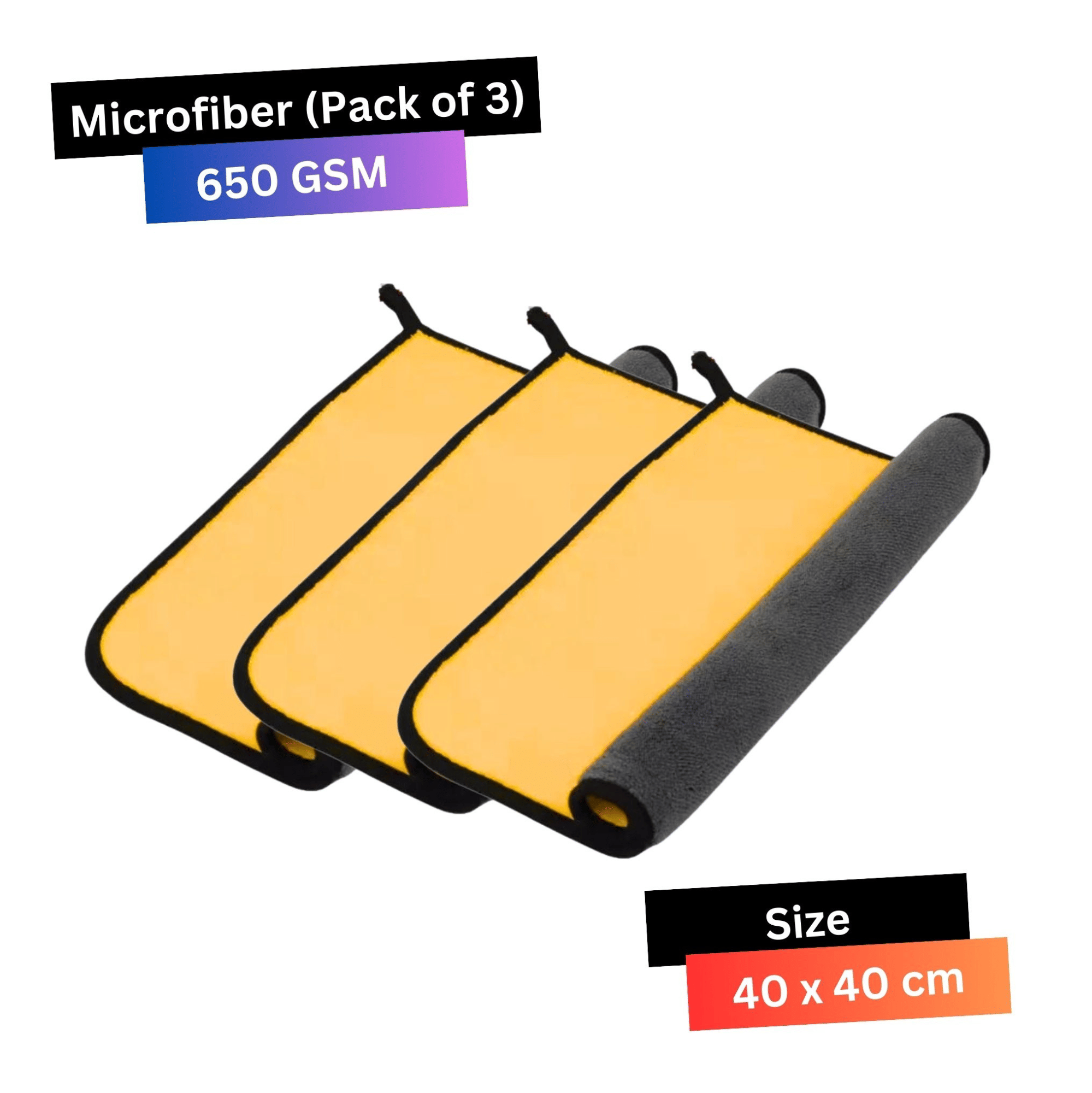     			Chic Wool Orange 650 GSM Microfiber Cloth For Automobile ( Pack of 3 )