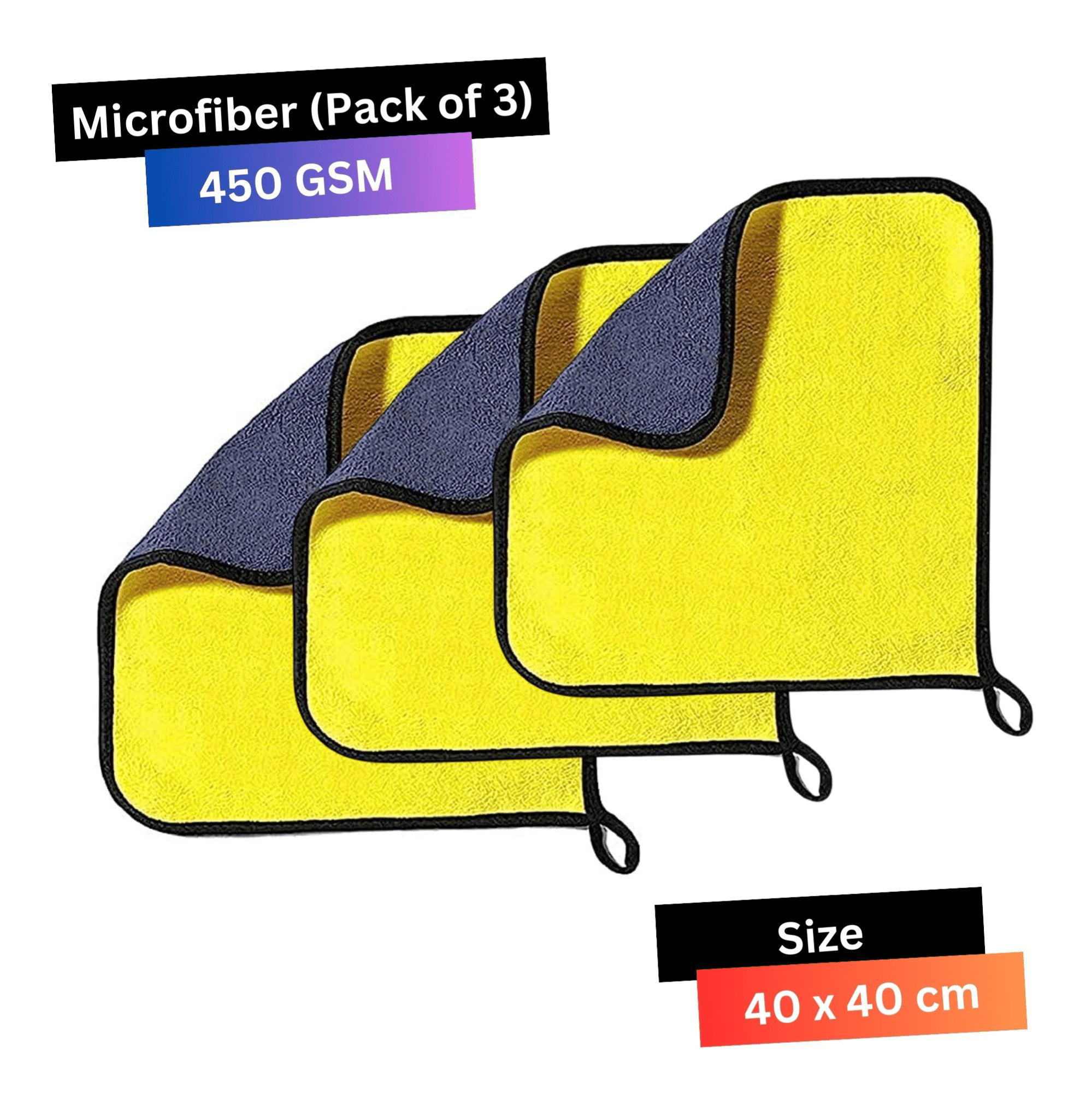     			Chic Wool Yellow 450 GSM Microfiber Cloth For Automobile ( Pack of 3 )