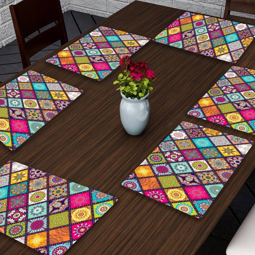Crosmo PVC Ethnic Table Mats ( 45 cm x 30 cm ) Pack of 6 - Multi Crosmo PVC Ethnic Table Mats ( 45 cm x 30 cm ) Pack of 6 - Multi