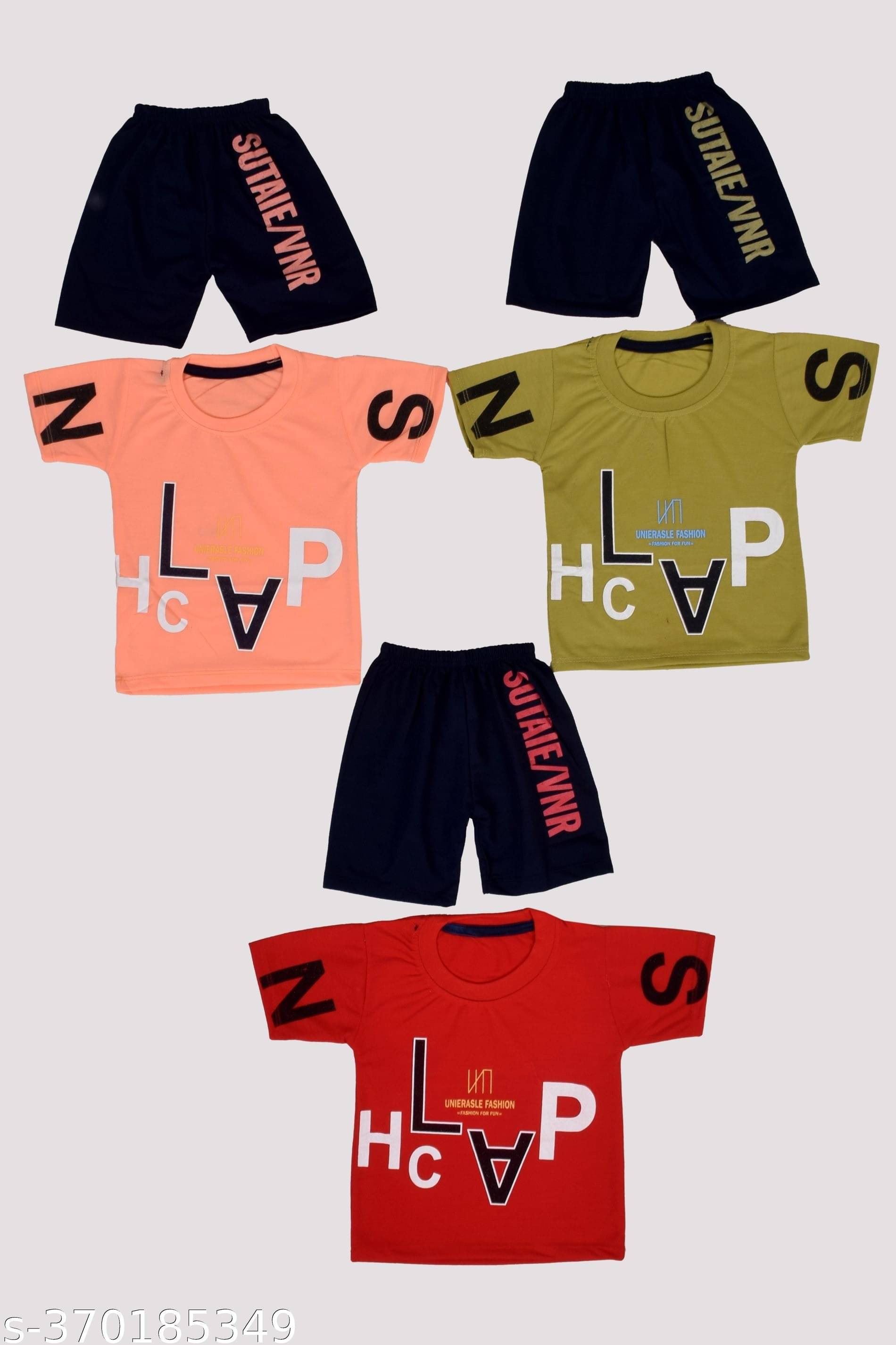 DIAMOND EXPORTER Pack of 3 Baby Boys Cotton Blend T-Shirt & Capris Set ( Multicolor ) DIAMOND EXPORTER Pack of 3 Baby Boys Cotton Blend T-Shirt & Capris Set ( Multicolor )