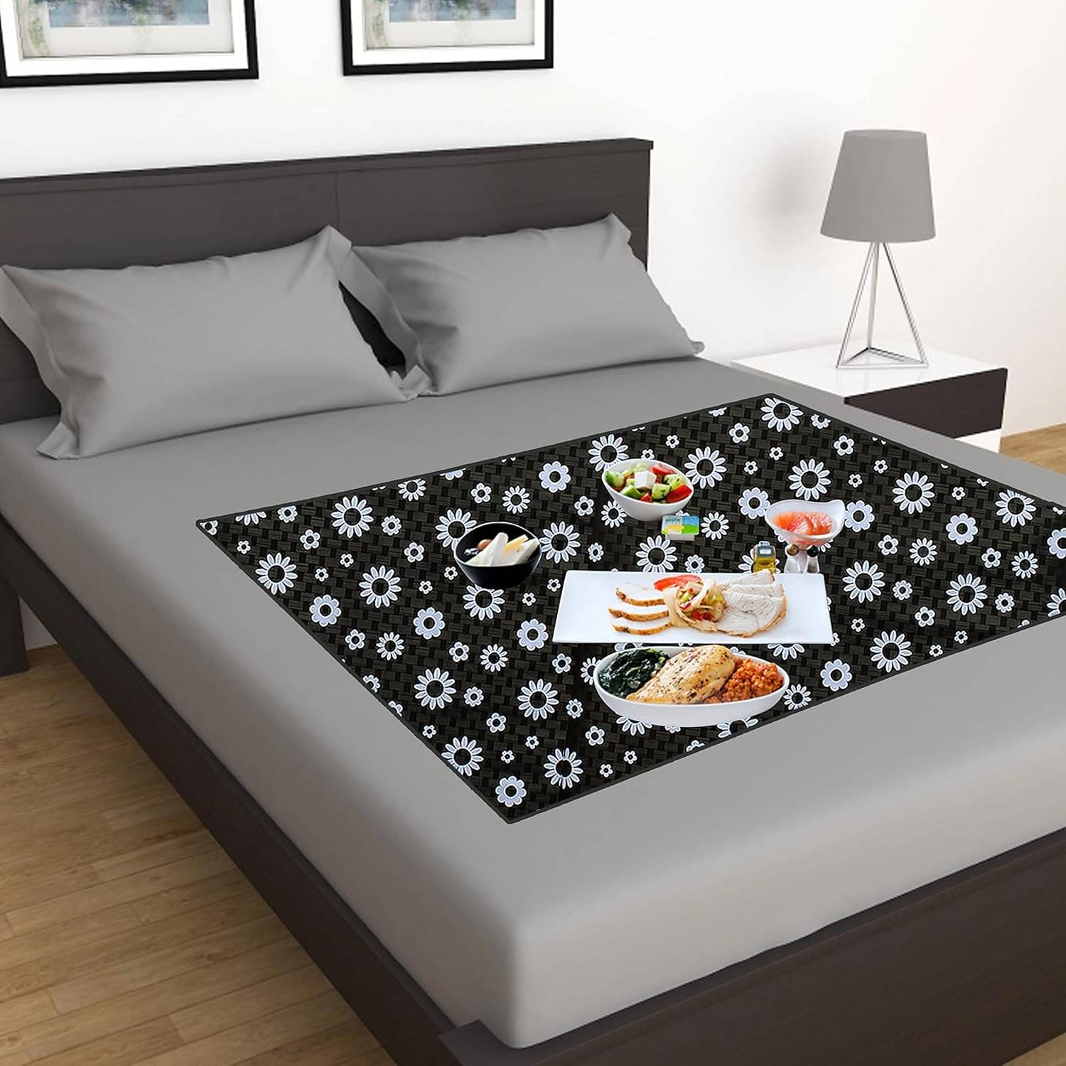     			ENTICE PVC Floral Square Table Mats ( 91 cm x 91 cm ) Pack of 1 - Black