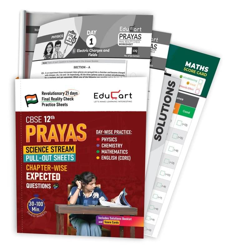 Educart PRAYAS CBSE Class 12 Chapterwise Most Important Qs (& PYQs) - Physics, Chemistry, Mathematics and English Core for 2025 Boards Educart PRAYAS CBSE Class 12 Chapterwise Most Important Qs (& PYQs) - Physics, Chemistry, Mathematics and English Core for 2025 Boards