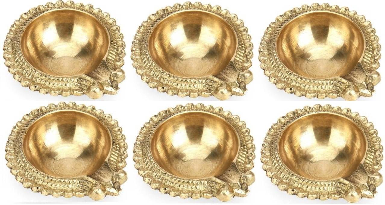    			Fashion Bizz Brass Diwali Kuber Deepak On Standdiyas Table Diya Set Brass (Pack of 6)
