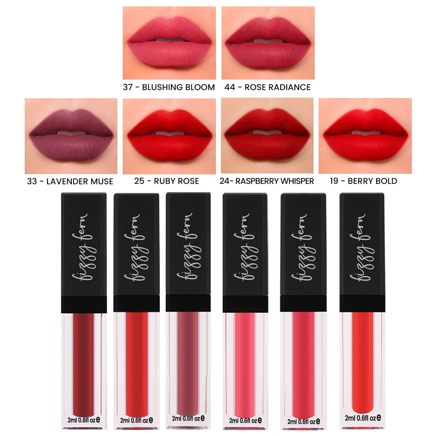     			Fizzy Fern Nourishing Transferproof, Smudge Proof, Matte Liquid Lipstick , Set of 6, 12ml)