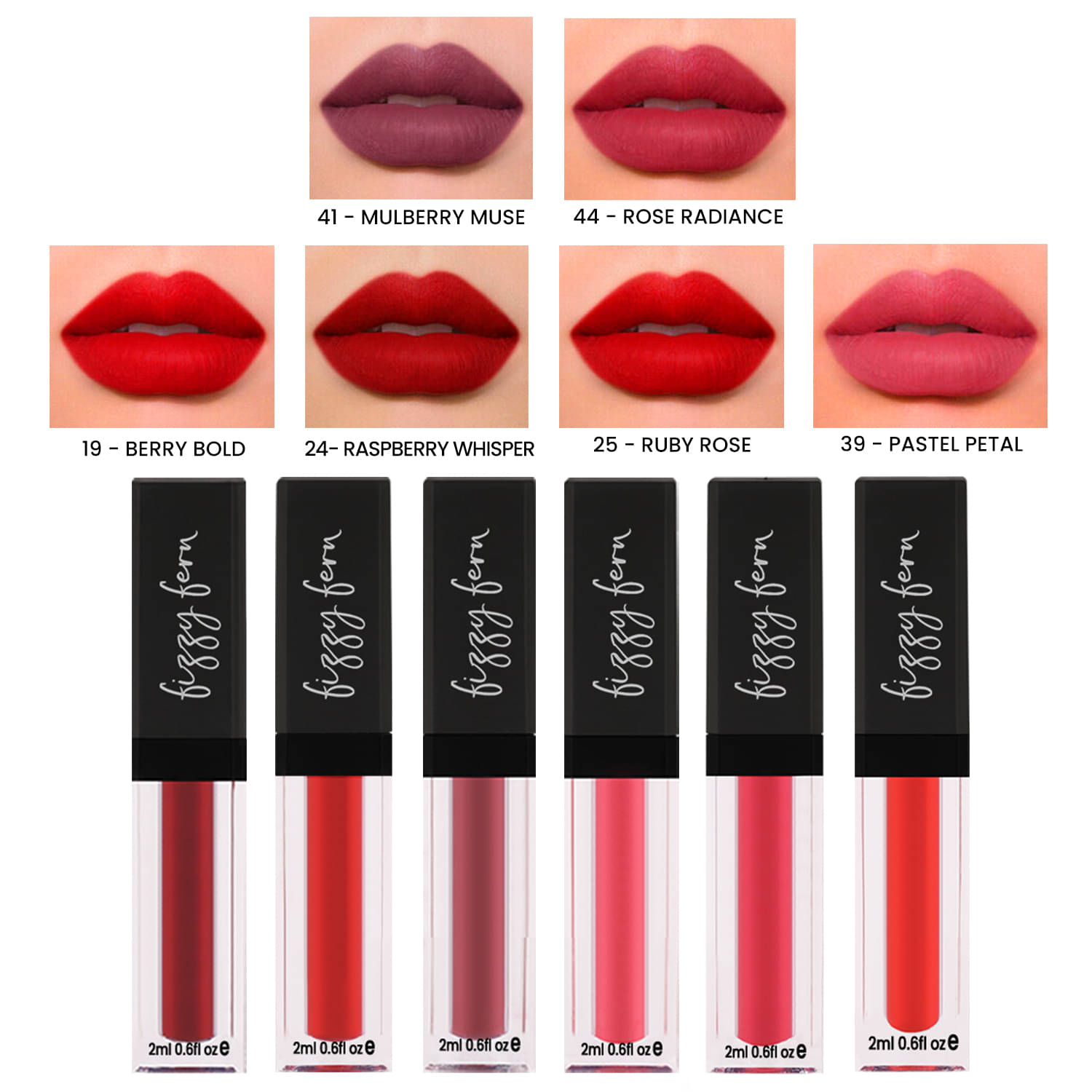 Fizzy Fern Long Lasting Matte Liquid Lipstick, Nourishing, Transferproof, Smudge (Set of 6), 12 ml) Fizzy Fern Long Lasting Matte Liquid Lipstick, Nourishing, Transferproof, Smudge (Set of 6), 12 ml)