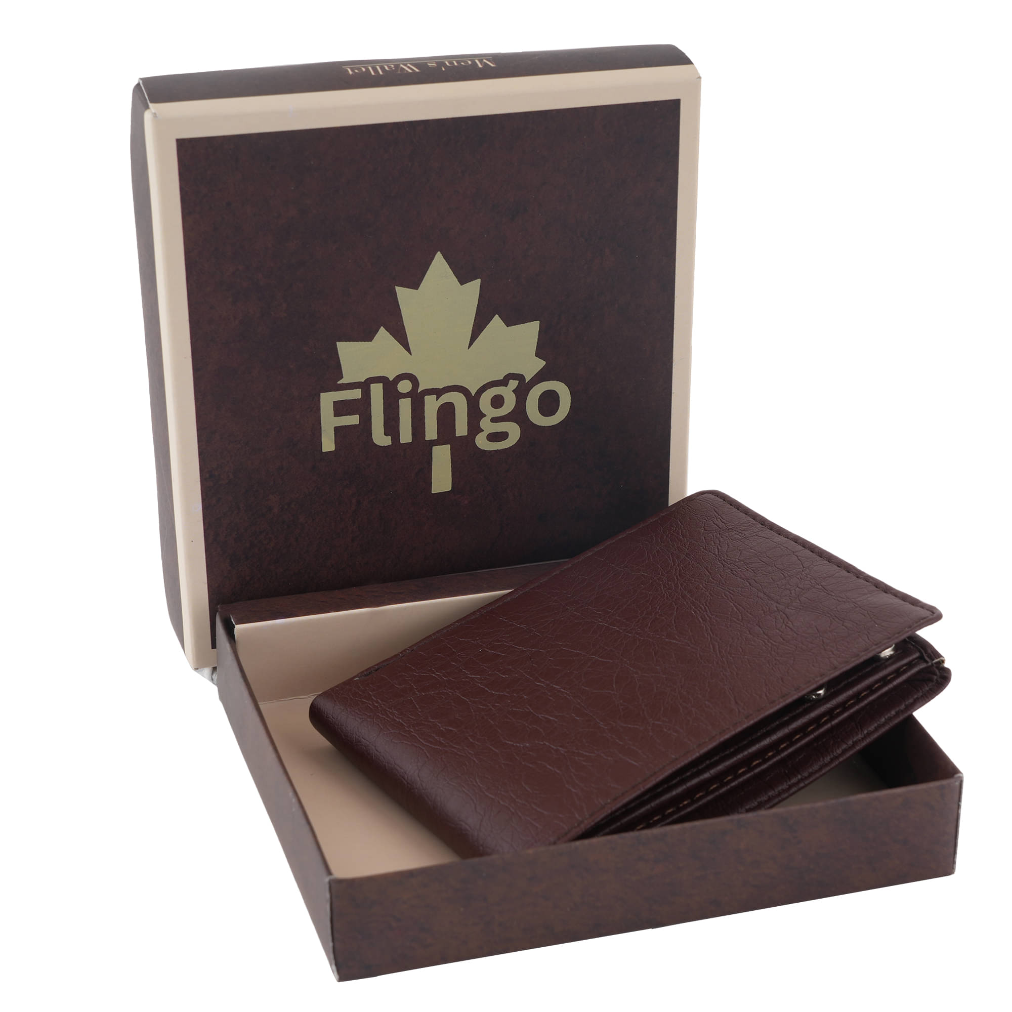     			Flingo Leather Solid Men's Regular Wallet With 5 Slots For Card ( Brown , Pack of 1 )