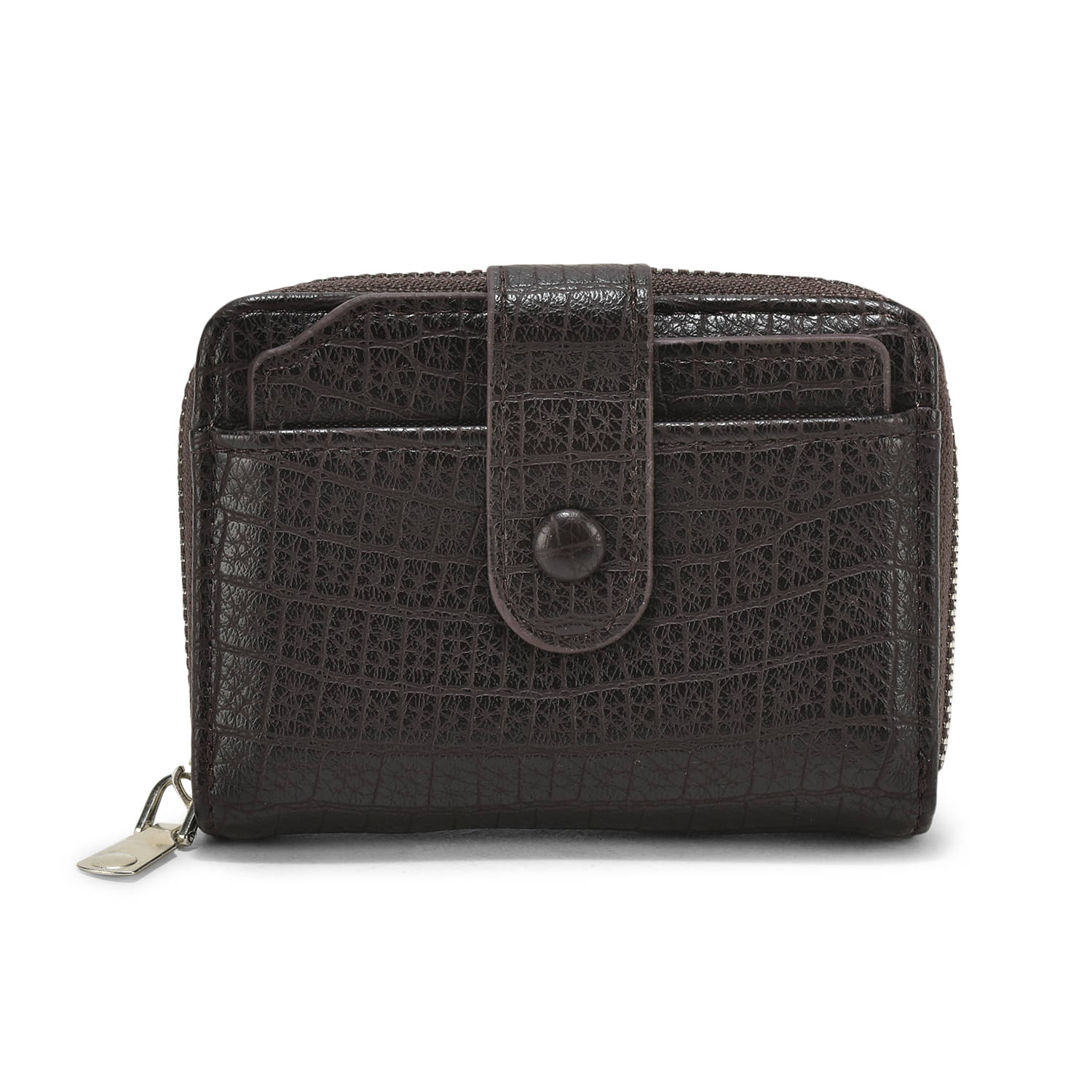     			Flingo Leather Solid Men's Zip Around Wallet With 5 Slots For Card ( Brown , Pack of 1 )