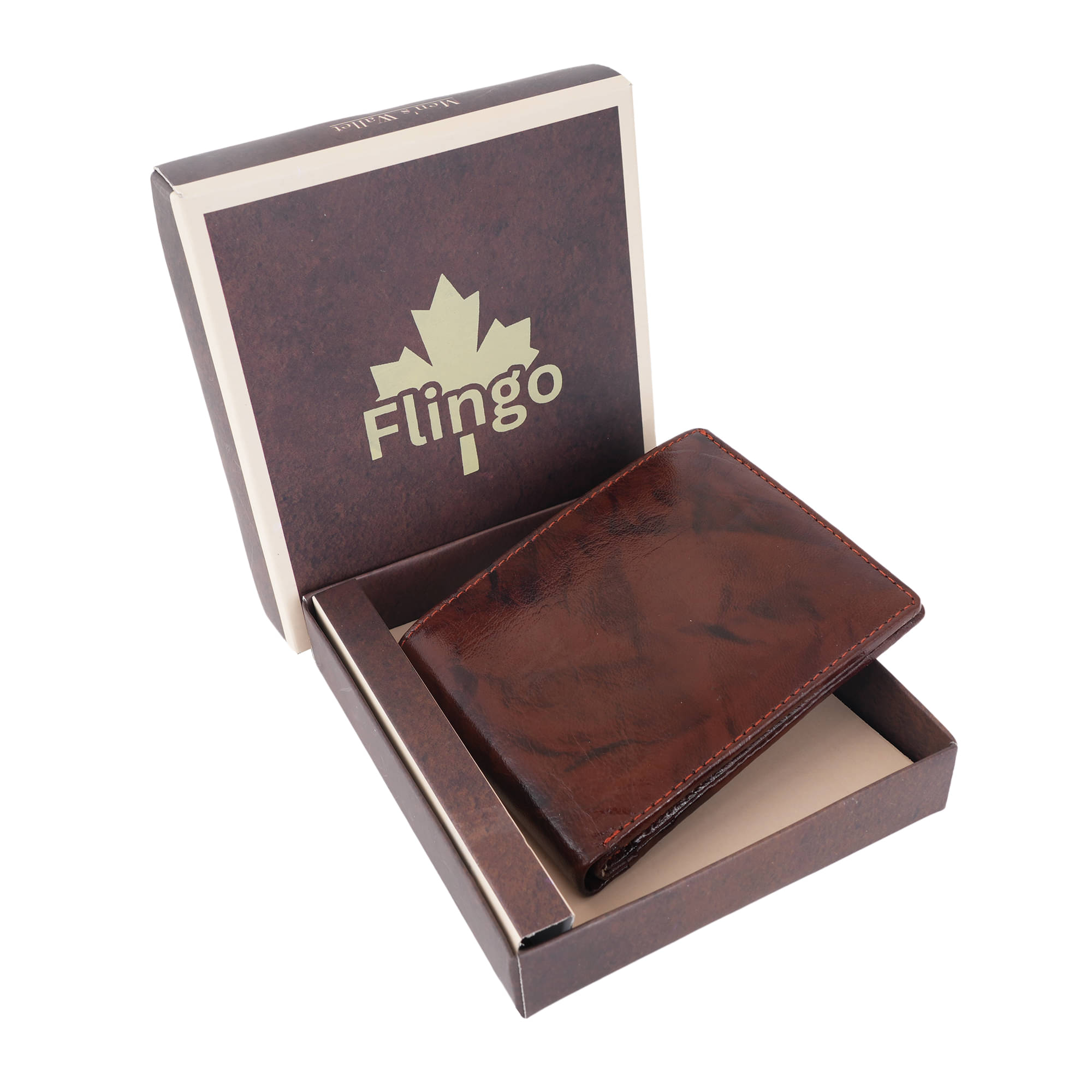     			Flingo Leather Solid Men's Regular Wallet With 5 Slots For Card ( Brown , Pack of 1 )