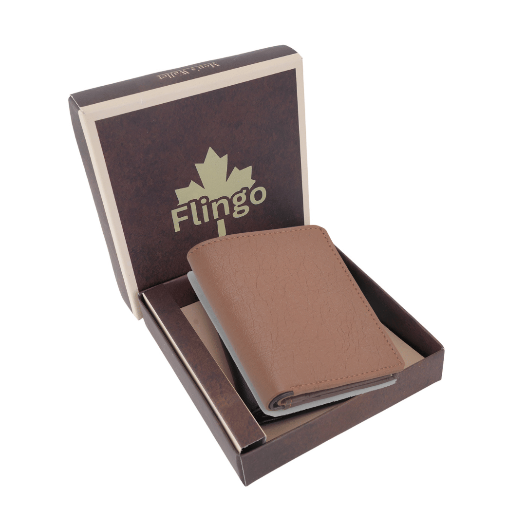     			Flingo Leather Solid Men's Regular Wallet With 5 Slots For Card ( Tan , Pack of 1 )