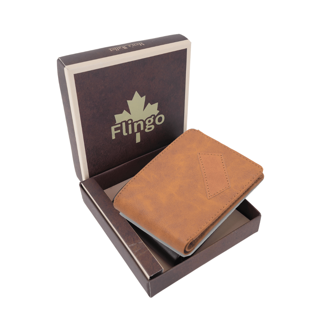     			Flingo Leather Solid Men's Regular Wallet With 5 Slots For Card ( Tan , Pack of 1 )
