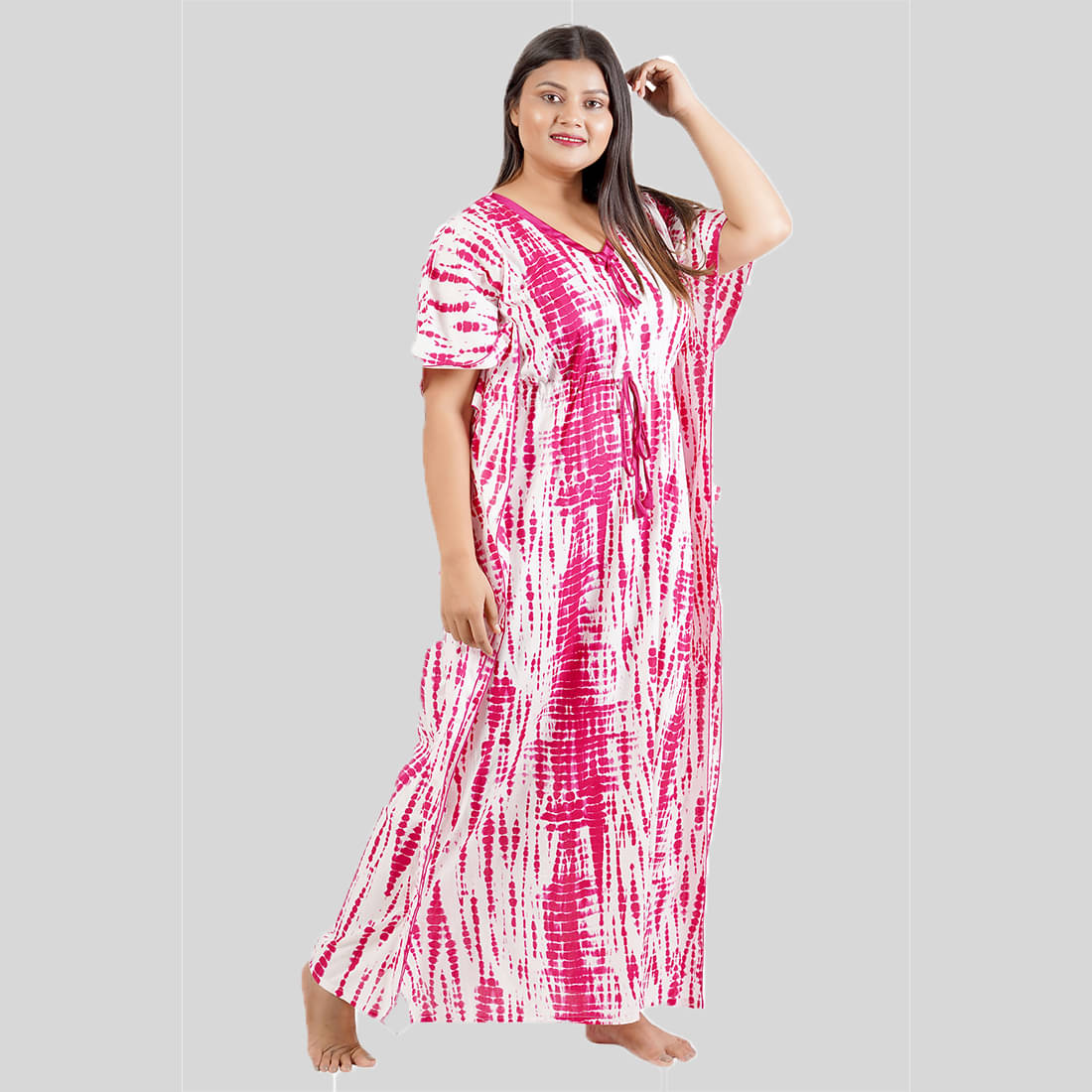     			Gutthi Pink Cotton Blend Women's Nightwear Kaftan Night Dress ( Pack of 1 )