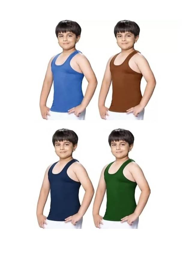     			INNERO Pack of 4 Boys Cotton Vest ( Multicolor )