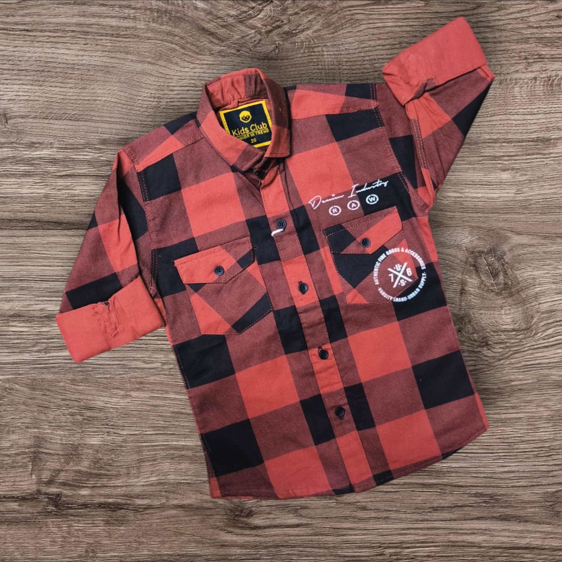     			KIDS CLUB Pack of 1 Boys 100% Cotton Full Sleeves Shirt ( Rust )