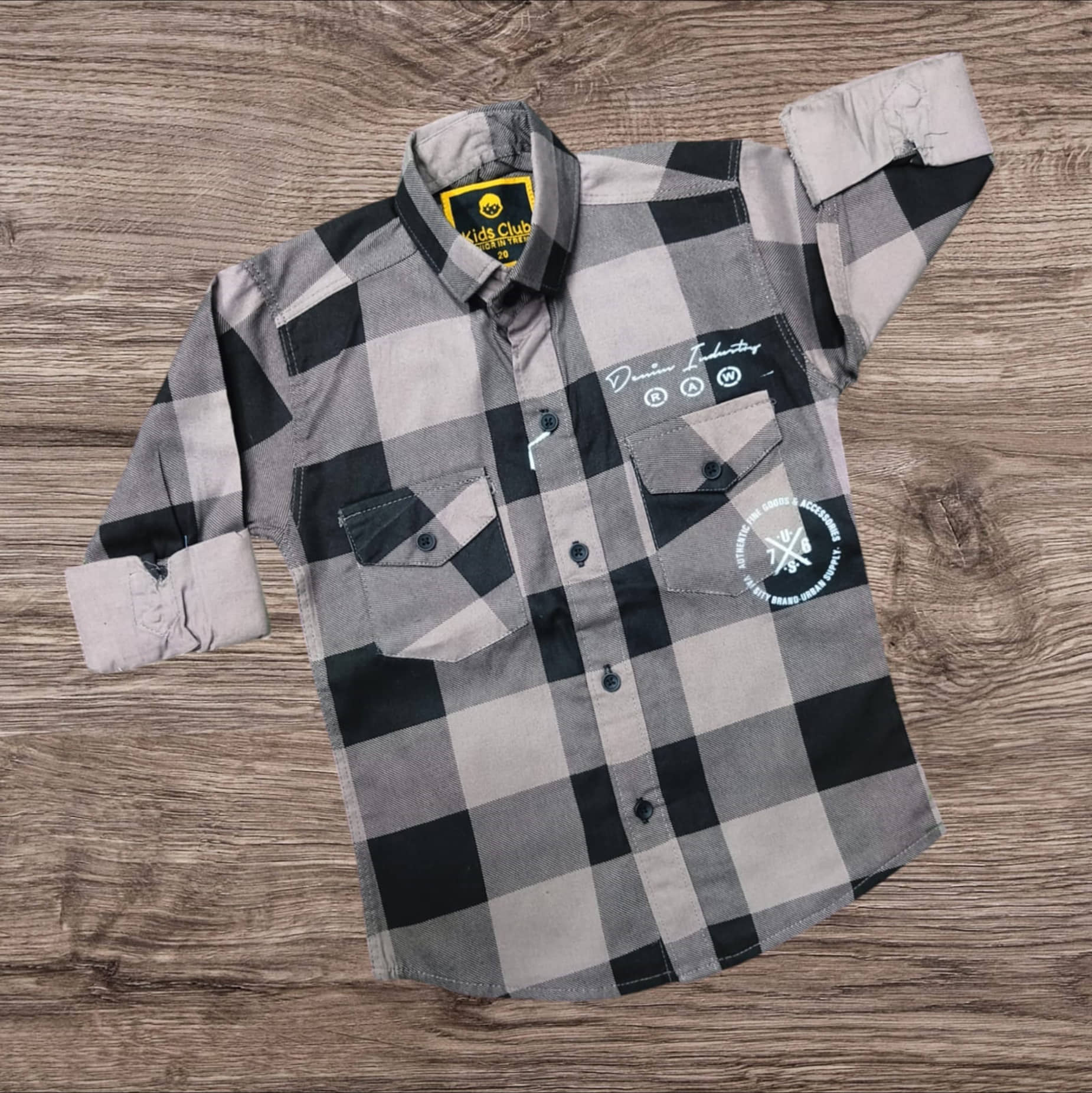 KIDS CLUB Pack of 1 Boys 100% Cotton Full Sleeves Shirt ( Beige )