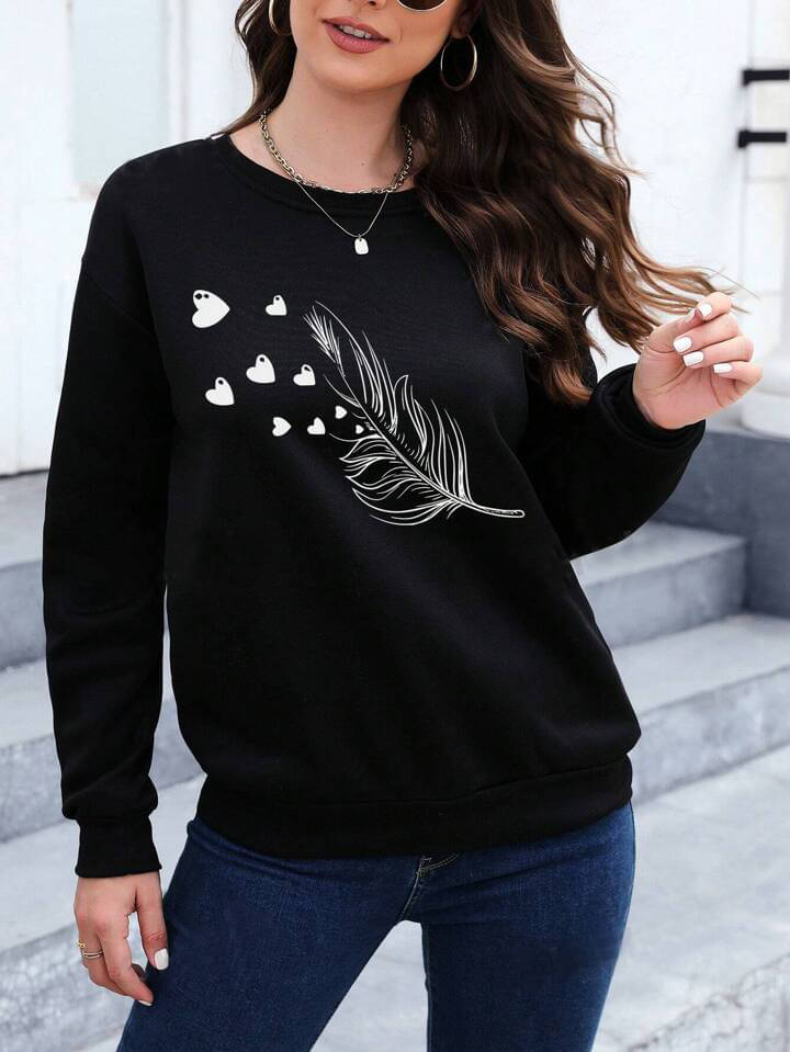 Kashian Fleece Women's Non Hooded Sweatshirt ( Black ) Kashian Fleece Women's Non Hooded Sweatshirt ( Black )
