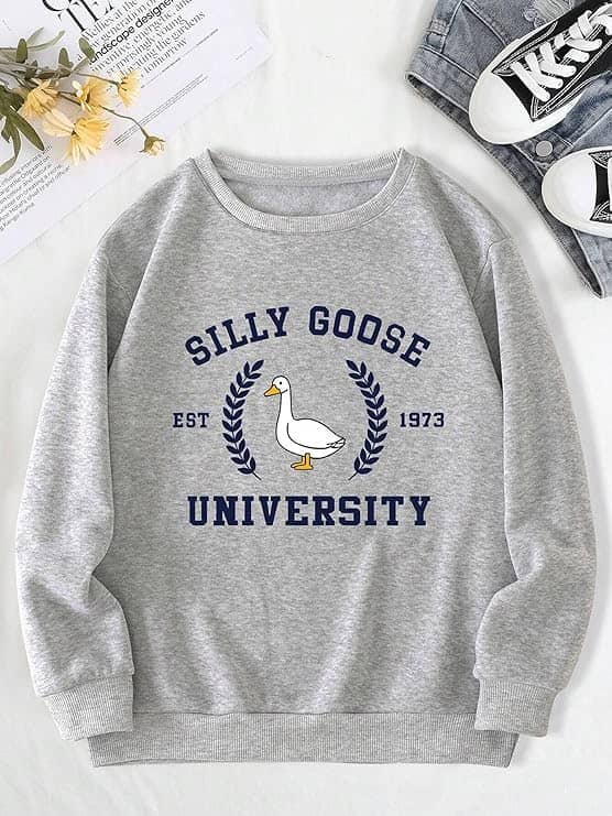 Kashian Women Fleece Round Neck Sweatshirt For ( Grey )