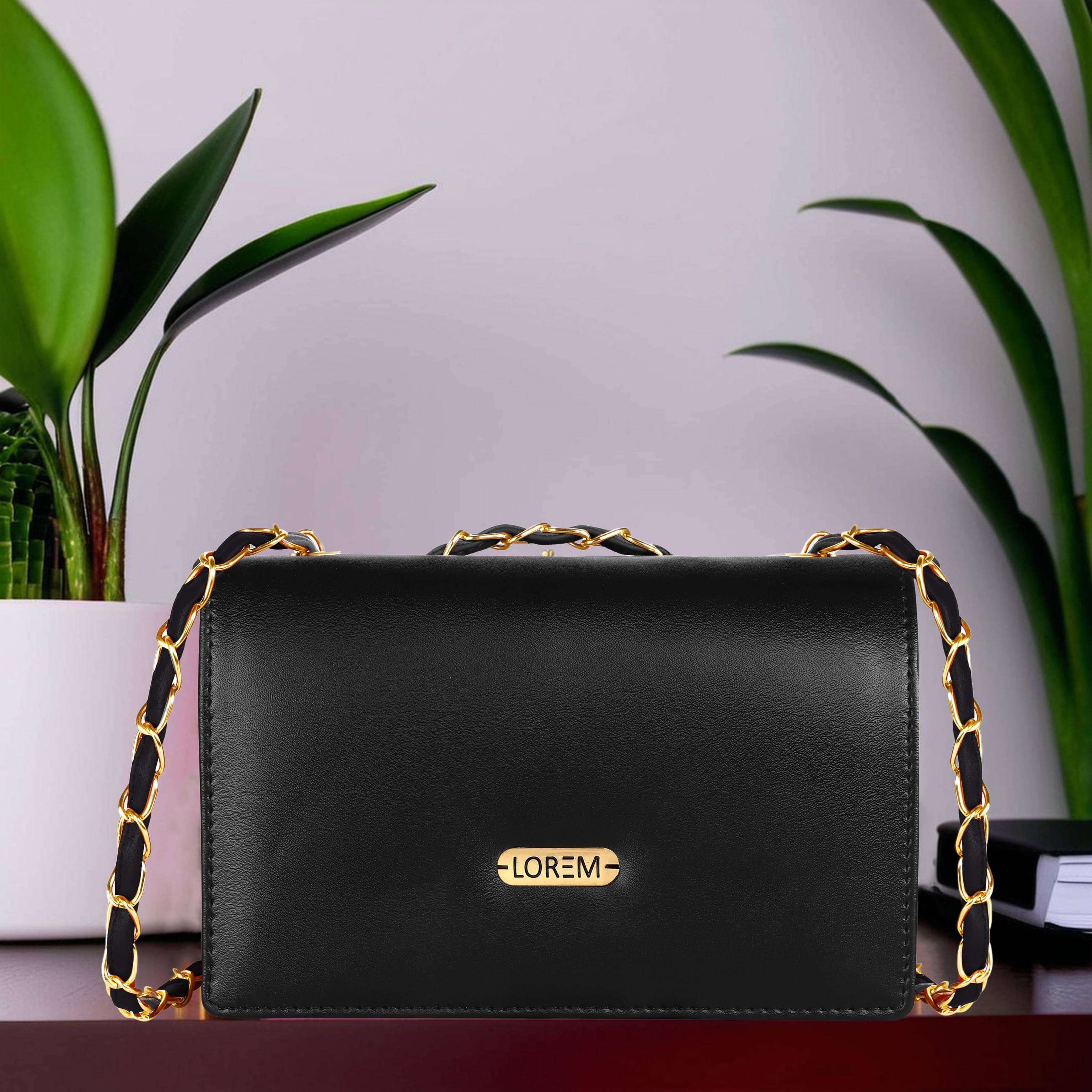     			Lorem Shoulder Bag Faux Leather Set of 1 ( Black )