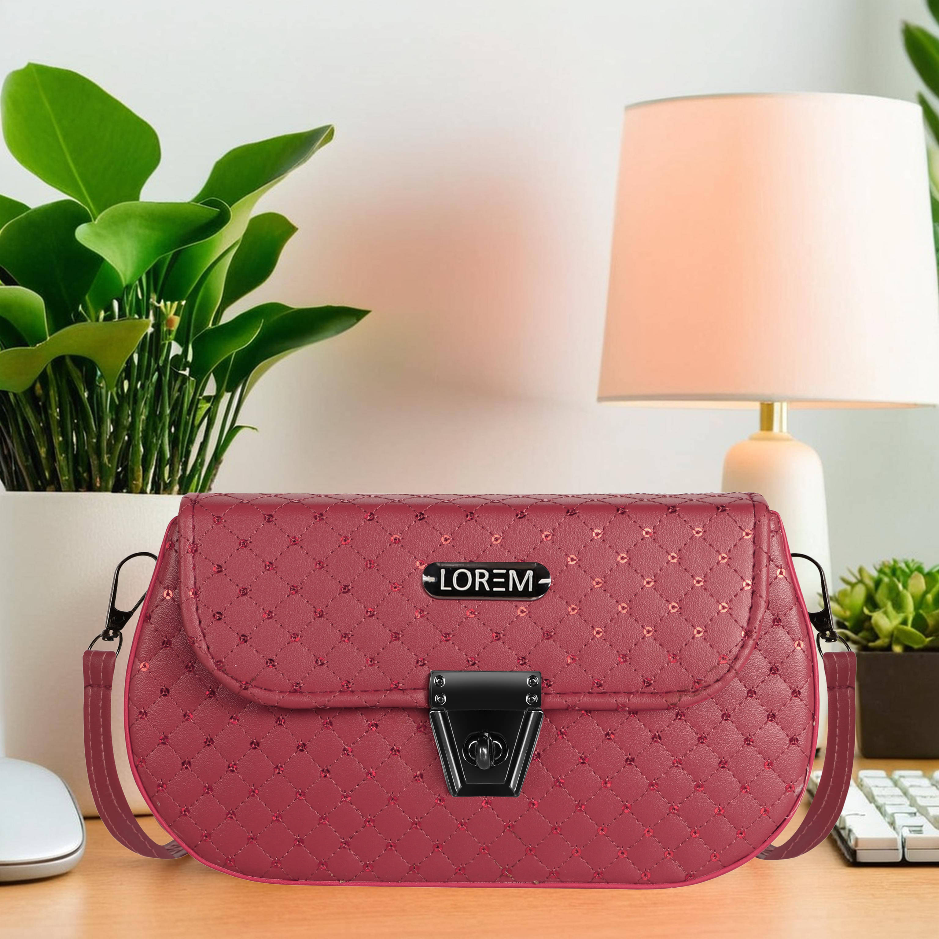     			Lorem Shoulder Bag Faux Leather Set of 1 ( Maroon )