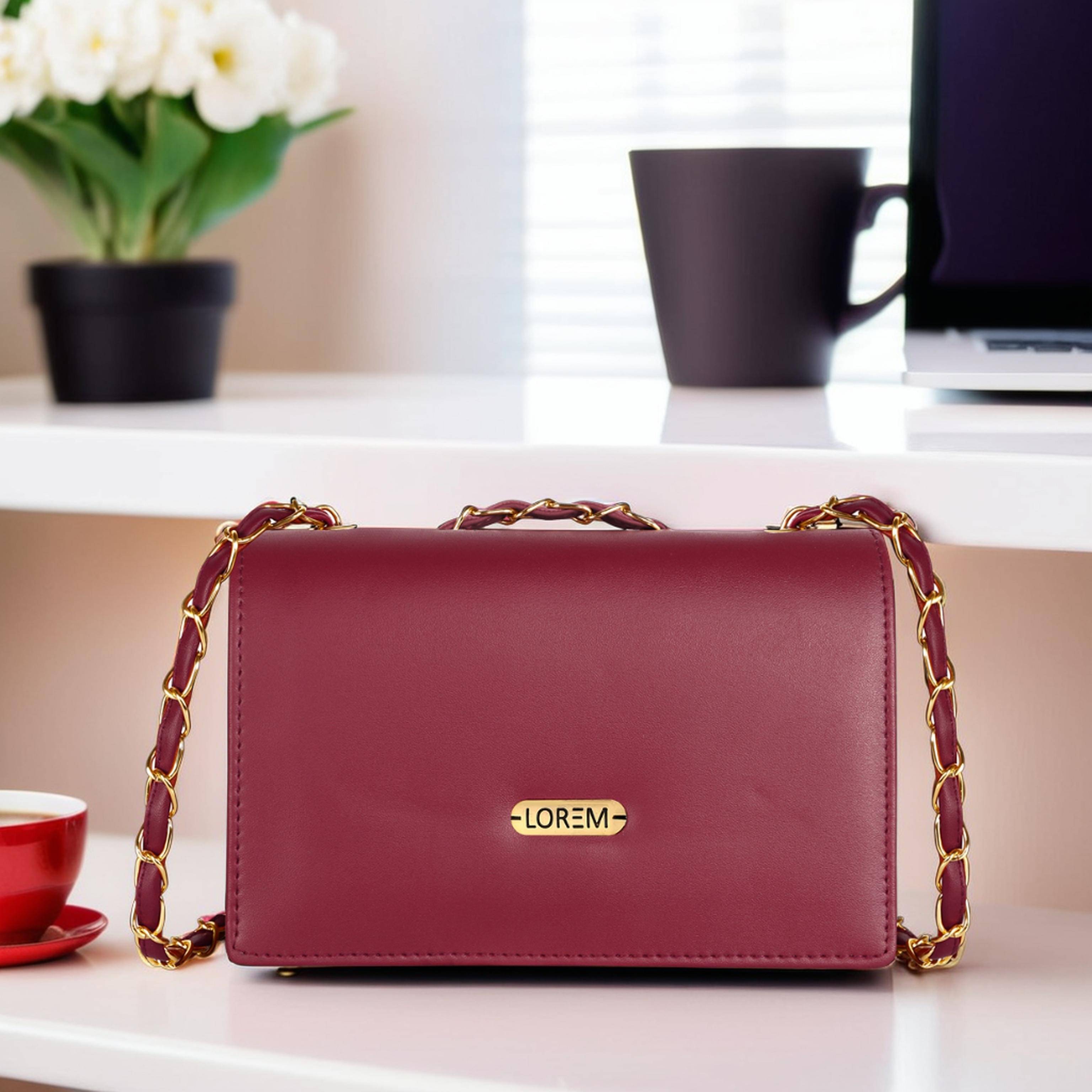     			Lorem Shoulder Bag Faux Leather Set of 1 ( Maroon )