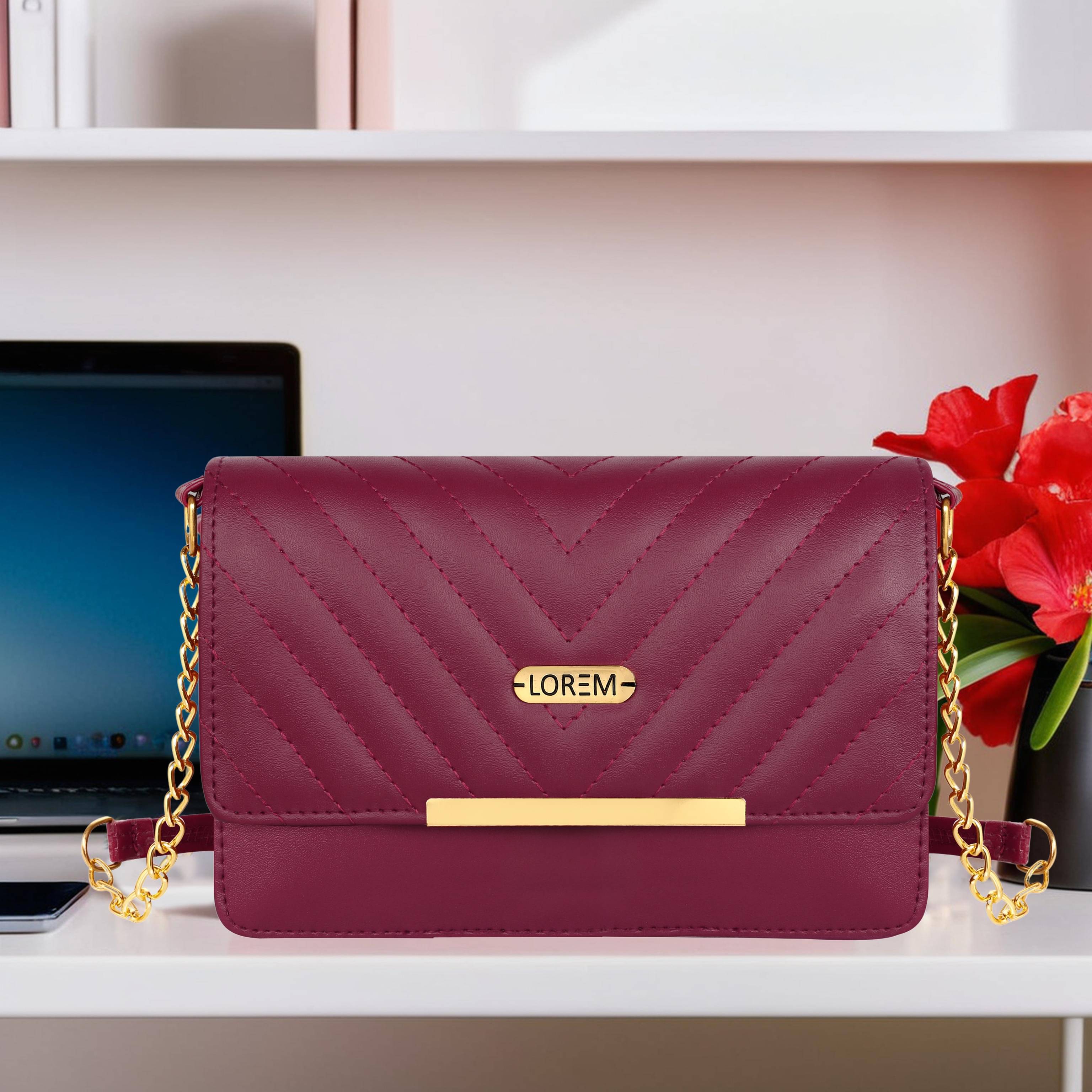     			Lorem Shoulder Bag Faux Leather Set of 1 ( Maroon )