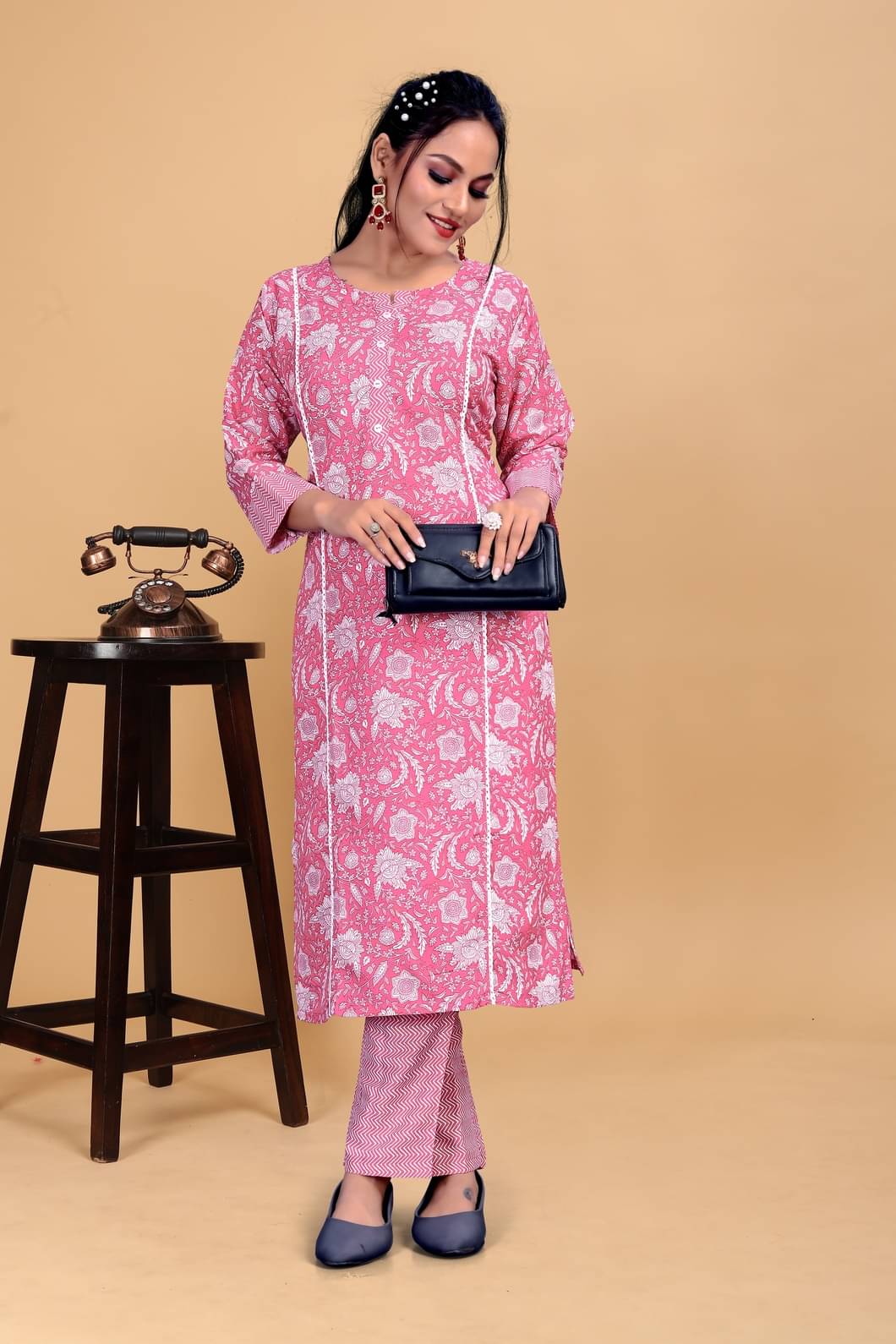 MEHUL TEXTILE / MVC GROUP OF COMPANY Pack of 1 Rayon Printed Straight Women's Kurti - ( Pink ) MEHUL TEXTILE / MVC GROUP OF COMPANY Pack of 1 Rayon Printed Straight Women's Kurti - ( Pink )