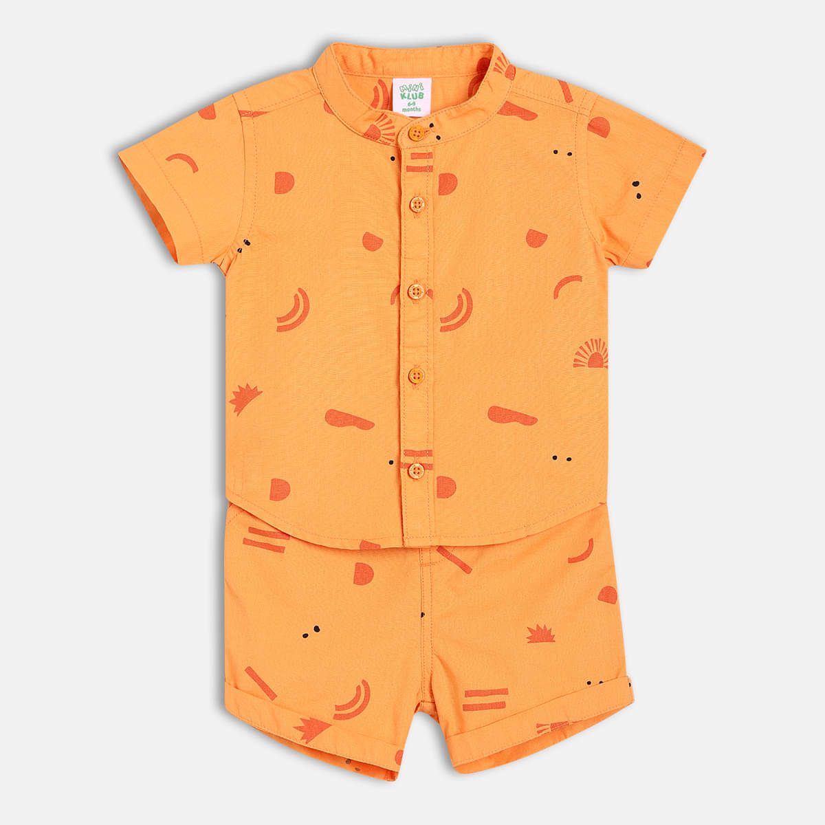     			MINI KLUB Pack of 1 Boys Cotton T-Shirt & Shorts Set ( Orange )