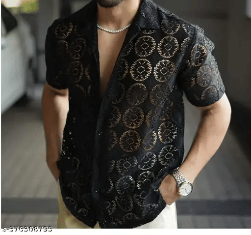 Marc Laurent Cotton Blend Regular Fit Self Design Half Sleeves Men's Casual Shirt - Black ( Pack of 1 ) Marc Laurent Cotton Blend Regular Fit Self Design Half Sleeves Men's Casual Shirt - Black ( Pack of 1 )