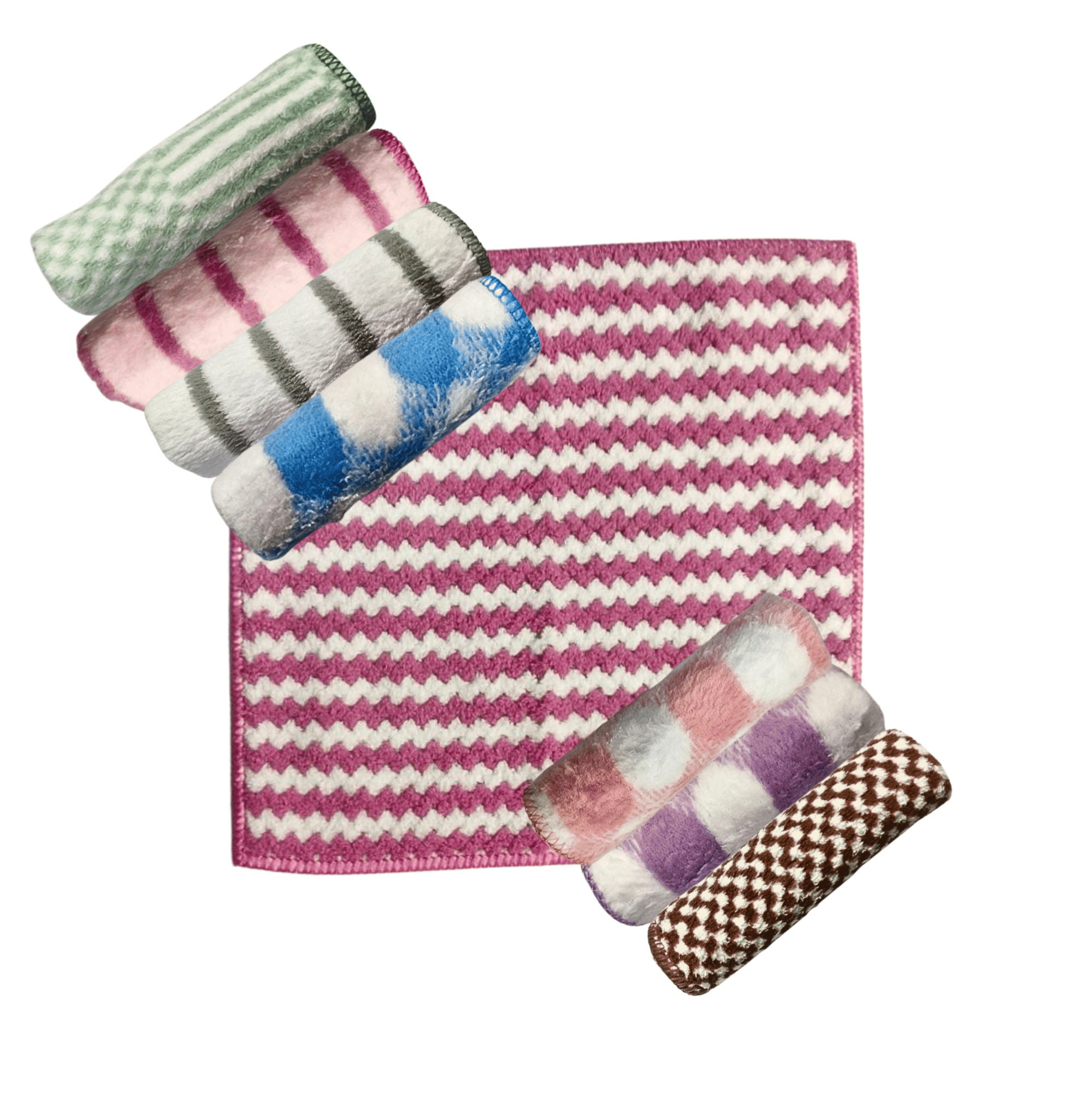     			Microfiber Cloth Face Towel Handkerchief for Women (Random Designs & Color) (25 x 25) CM Pack of 8