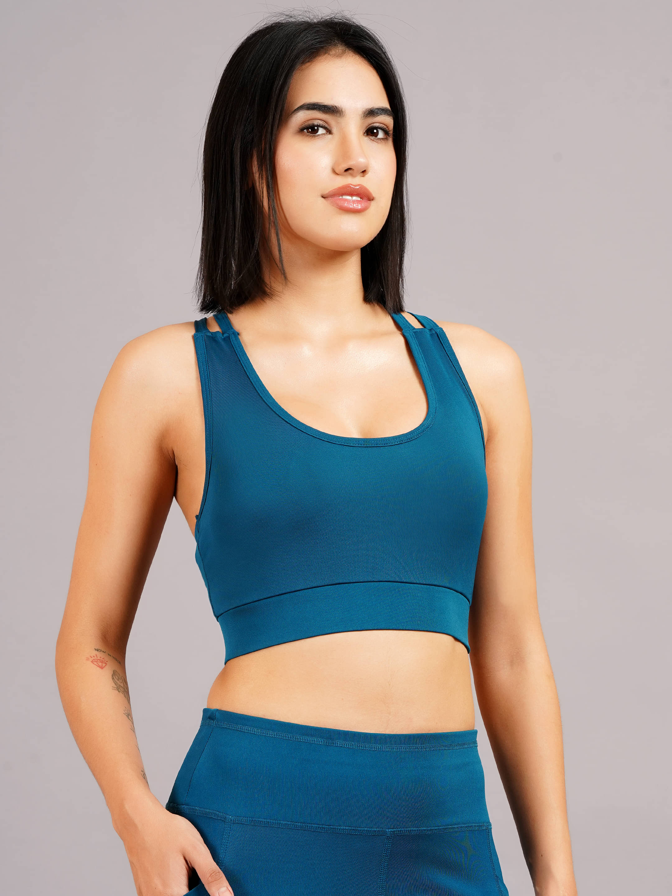     			NEVER LOSE Pack of 1 Nylon Heavily Padded Racerback bra For Women ( Green )