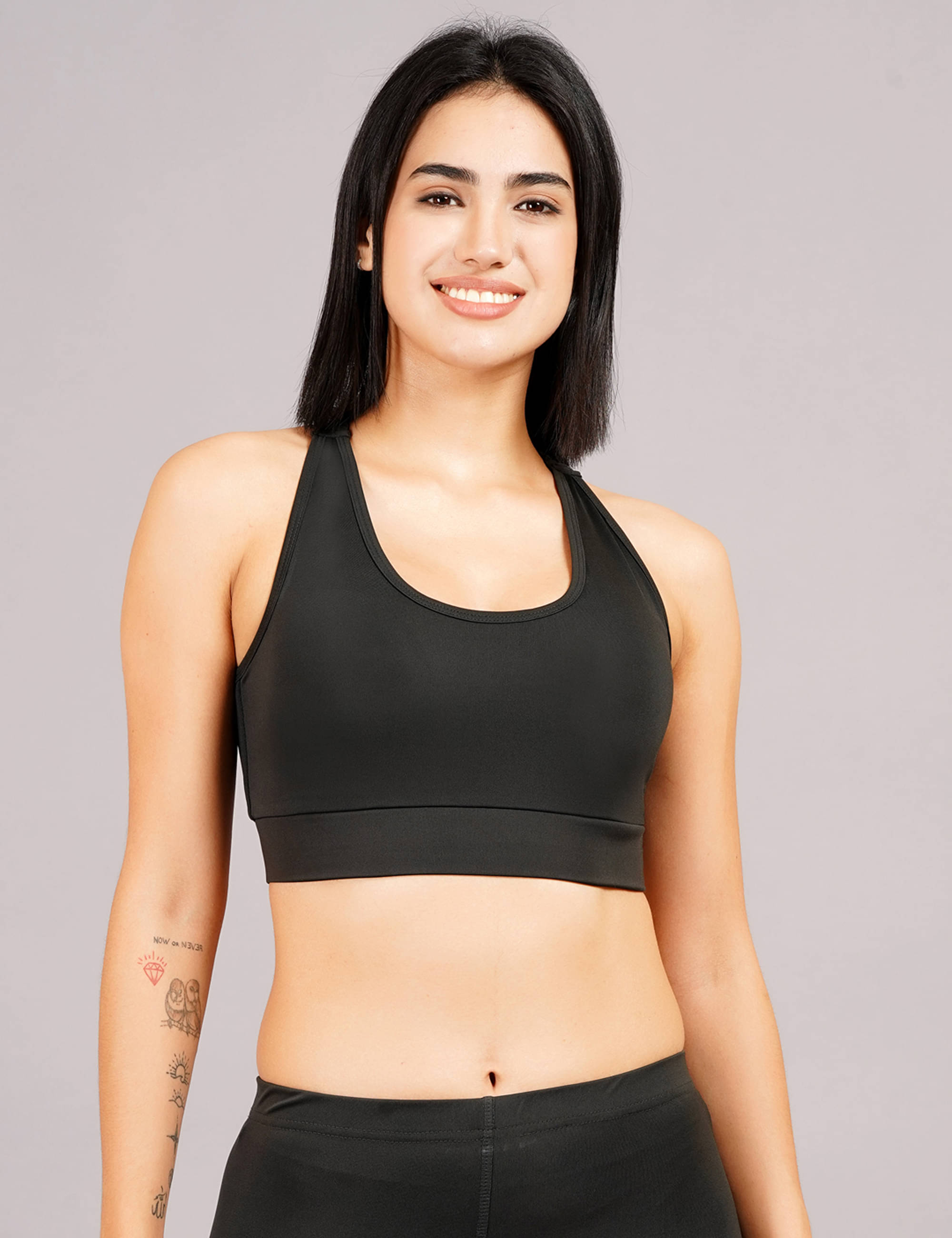     			NEVER LOSE Pack of 1 Nylon Heavily Padded Racerback bra For Women ( Black )