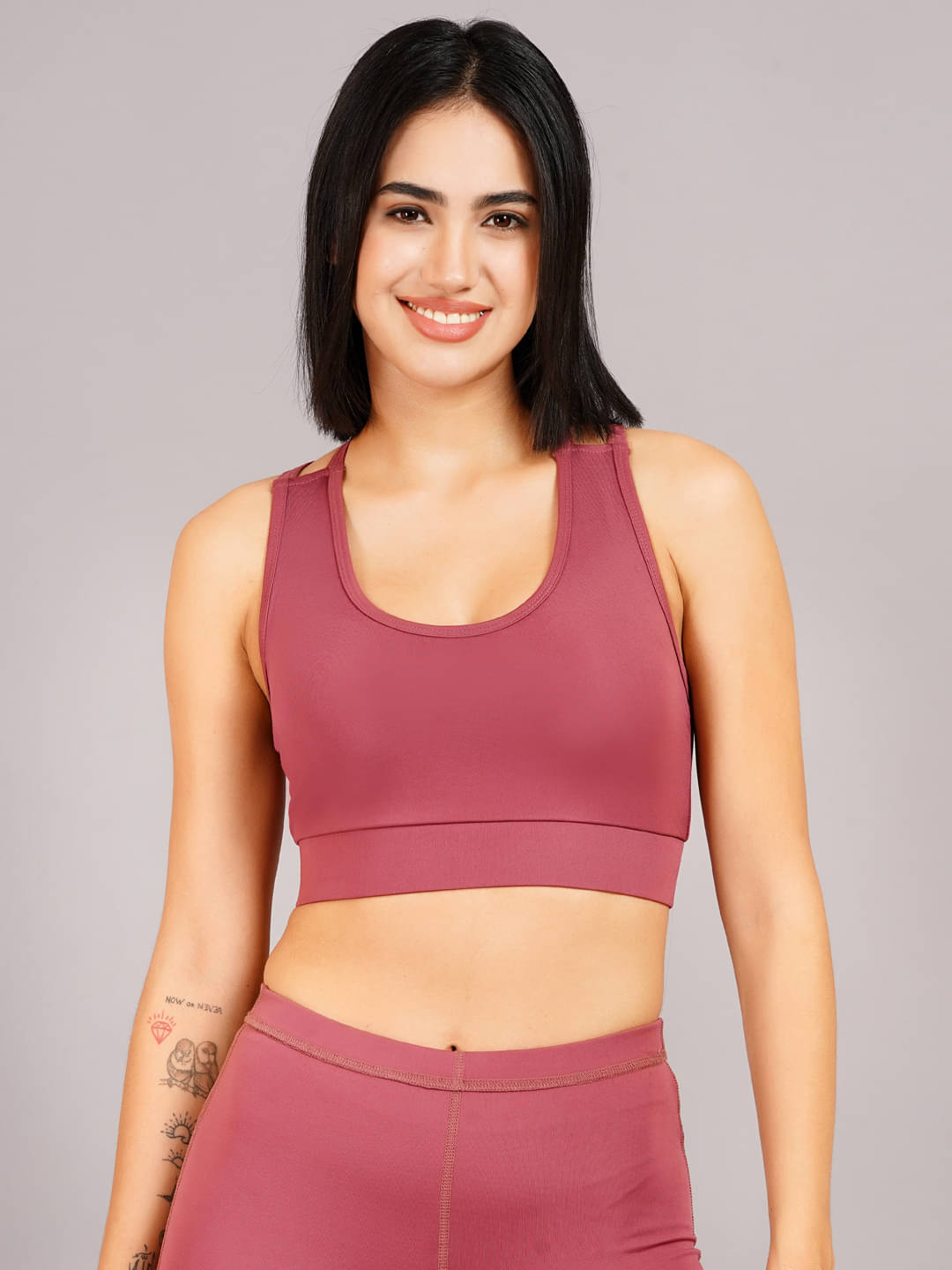     			NEVER LOSE Pack of 1 Nylon Heavily Padded Racerback bra For Women ( Pink )