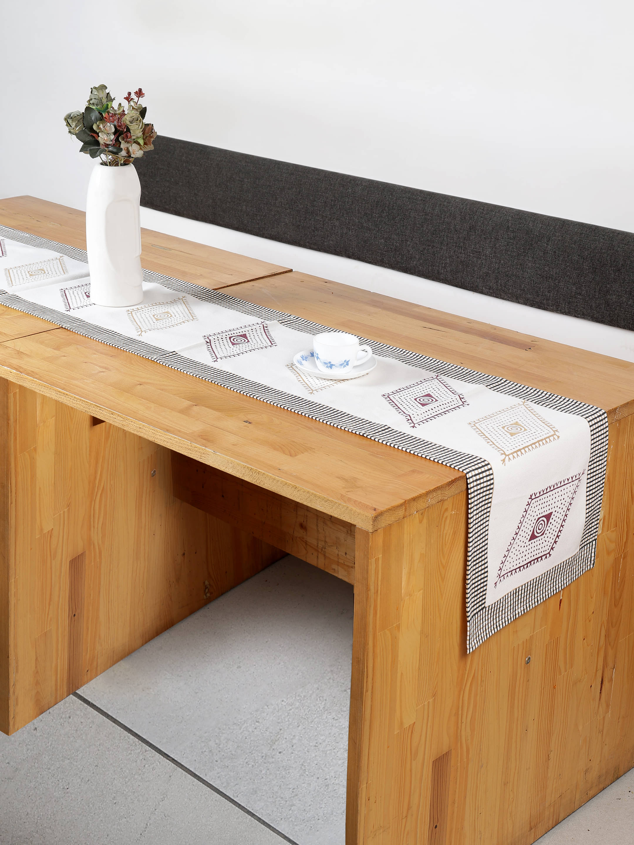 NUEVOSGHAR Cotton 2 Seater Table Runner ( 74 cm x 14 cm ) Single - Beige NUEVOSGHAR Cotton 2 Seater Table Runner ( 74 cm x 14 cm ) Single - Beige