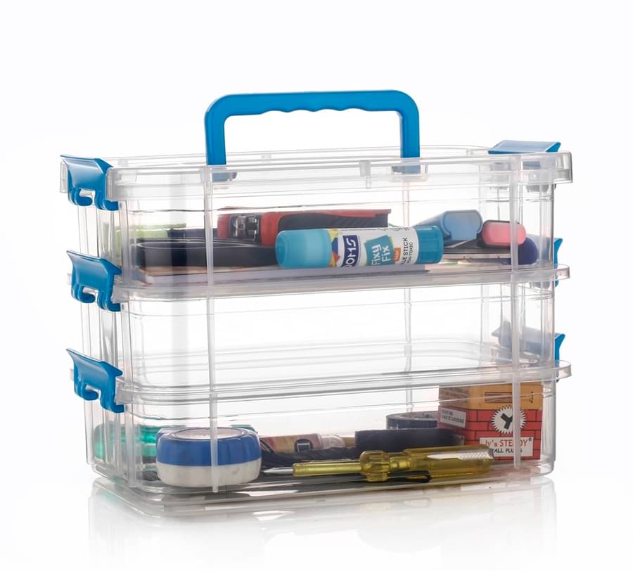     			Plastic 3 Layer Multi Purpose Cosmetic/Stationery/Make Up/Jewellery Organiser Storage Box