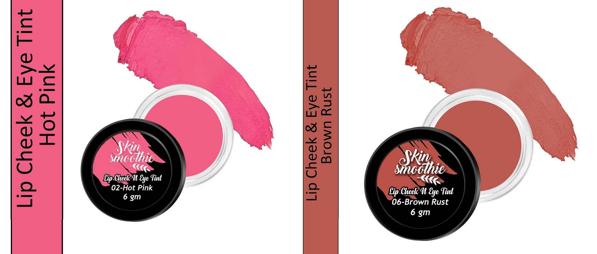 SKIN SMOOTHIE Lip,Cheek & Eye Tint, With Goodness of Vitamin E, Hot Pink & Brown Rust, 6gm, (Pack of 2) SKIN SMOOTHIE Lip,Cheek & Eye Tint, With Goodness of Vitamin E, Hot Pink & Brown Rust, 6gm, (Pack of 2)
