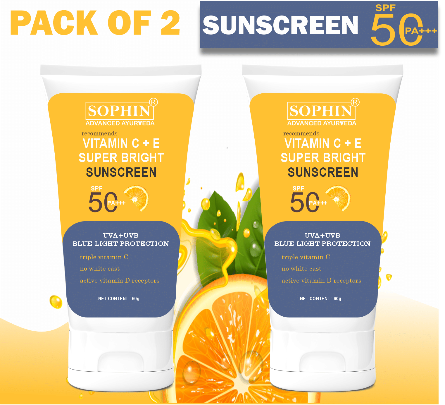 SOPHIN SPF 50 Sunscreen Cream For All Skin Type ( Pack of 2 )